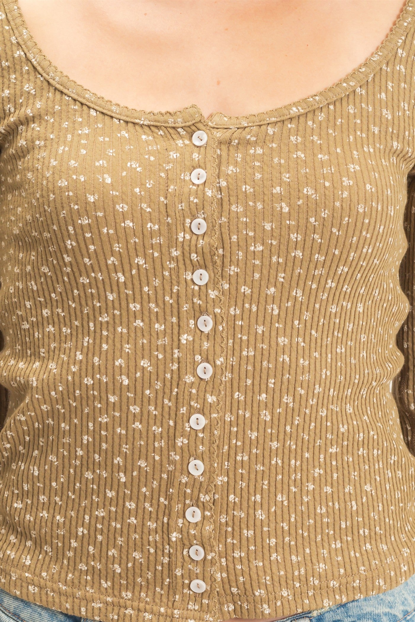 Wholesale Square Neck Button-Up Top Clothing Tops HF26E675 OLIVE HYFVE