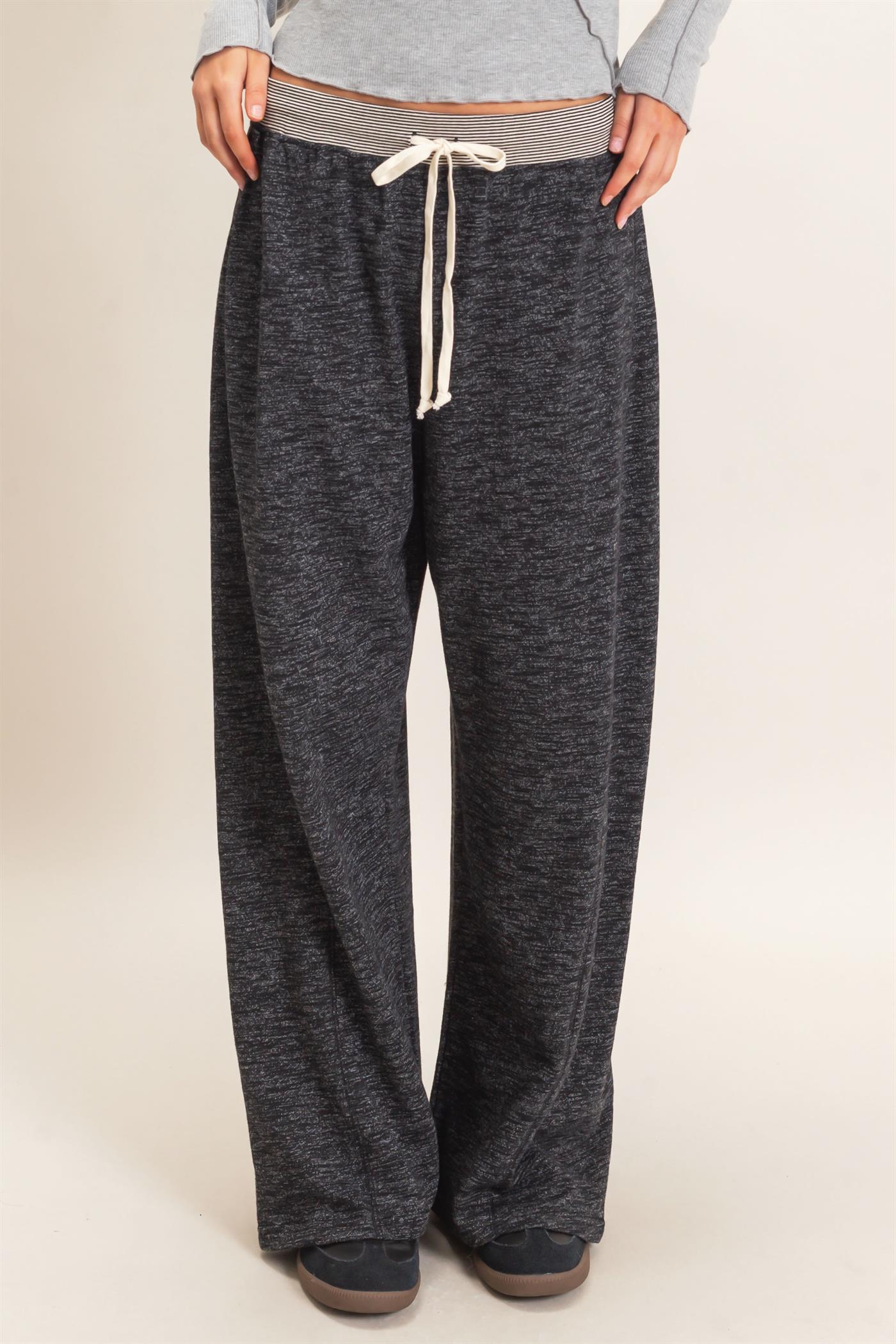 Wholesale Striped Waist Drawstring Pants Pants HF26E558 BLACK HYFVE