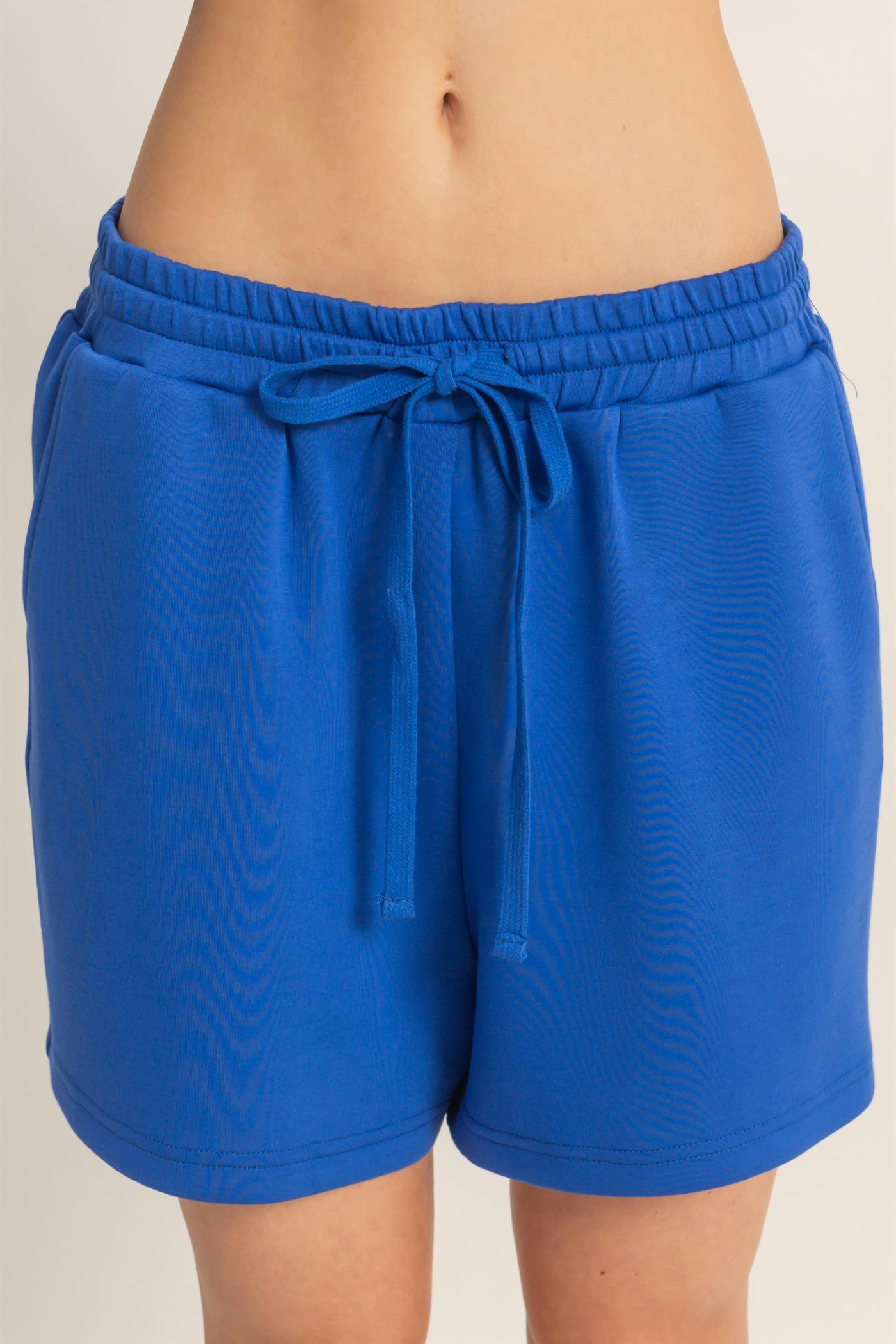 Wholesale Crew Neck Sleeveless Top And Shorts Set Clothing DZ26C575-SET COBALT DOUBLE ZERO