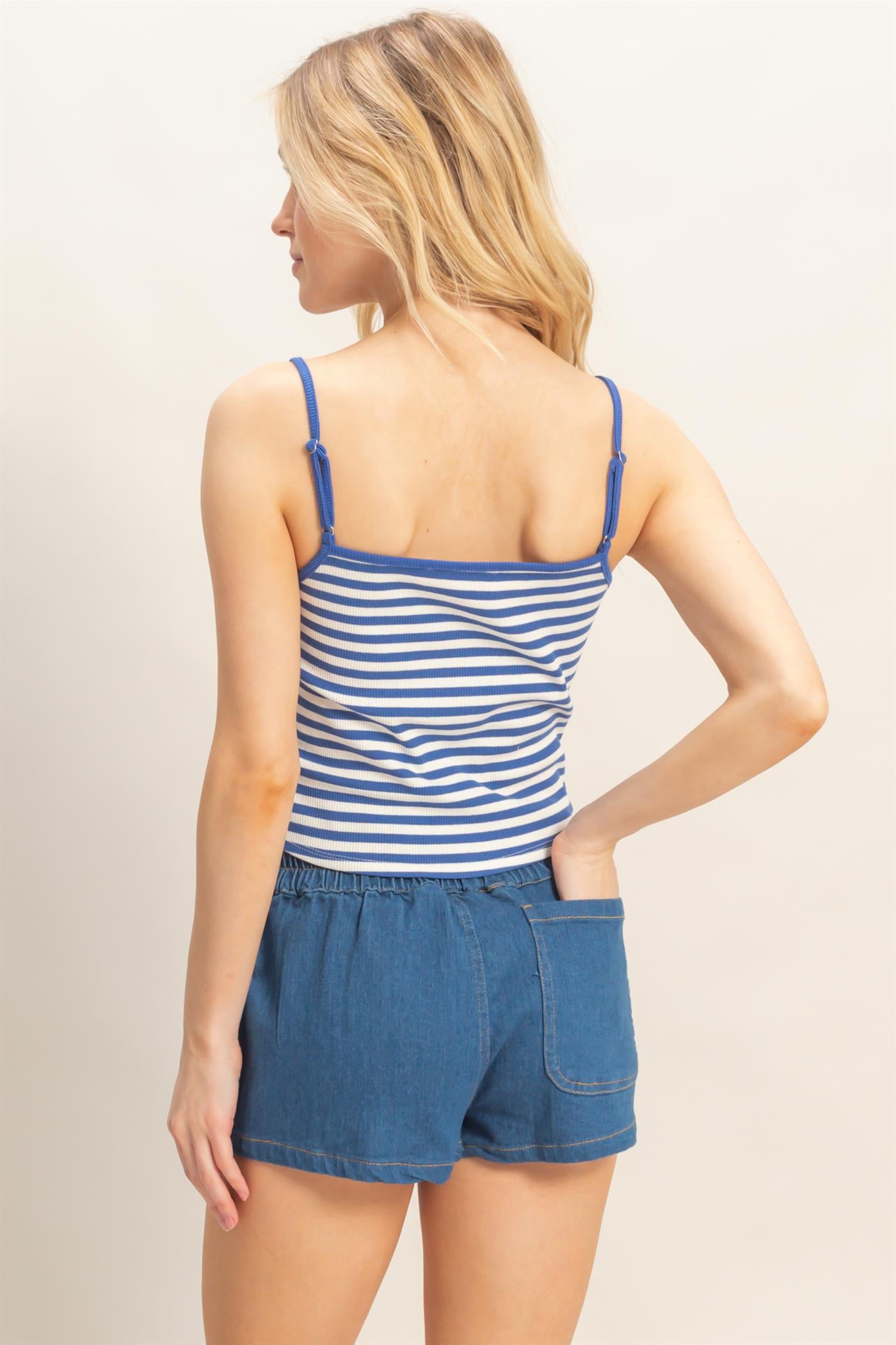 Wholesale Striped Patch Embroidered Tank Tank Tops HF26C226 BLUE HYFVE