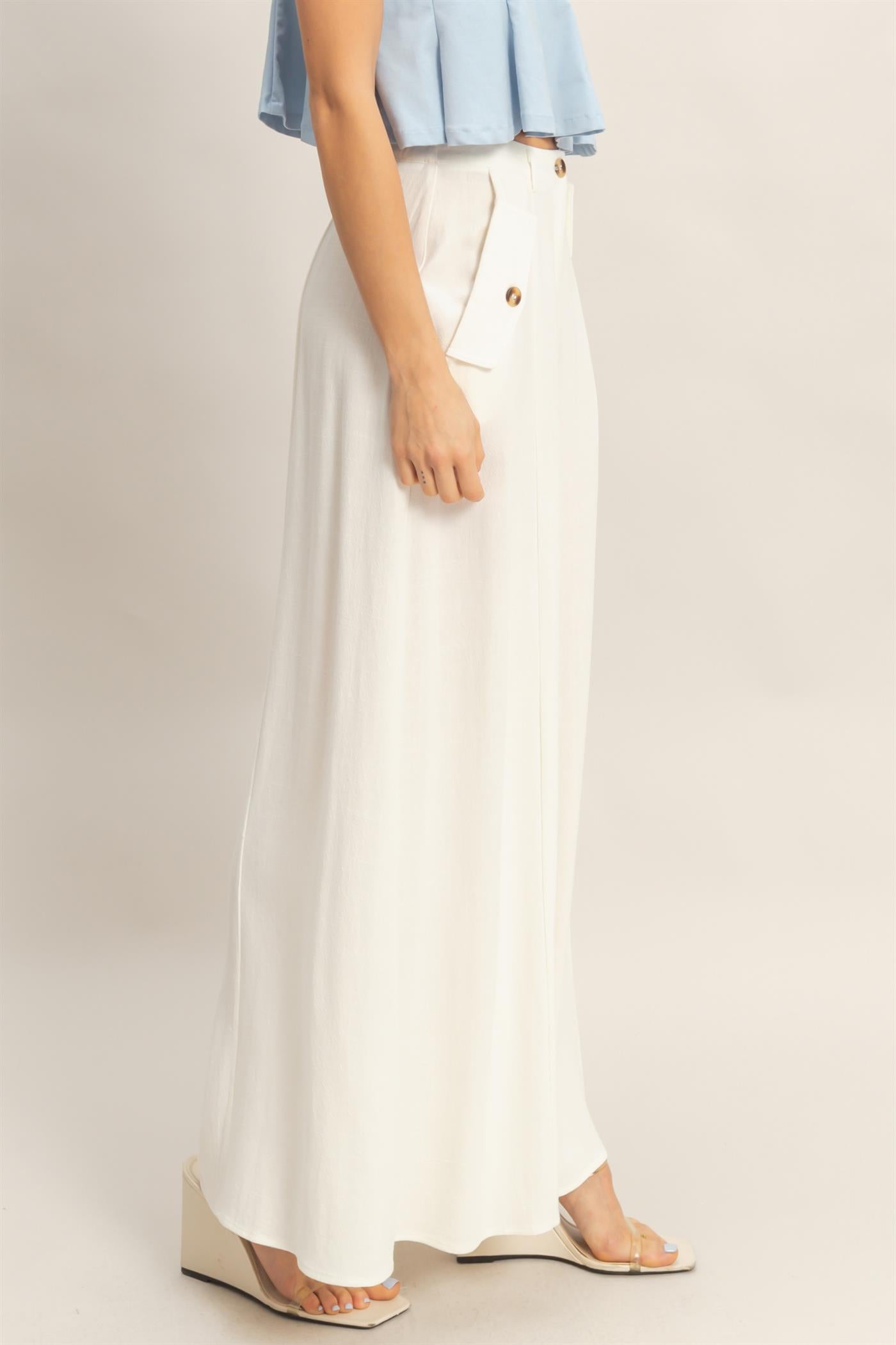 Wholesale Wide-Leg Flap Pocket Pants Pants HF26C302 OFF WHITE HYFVE