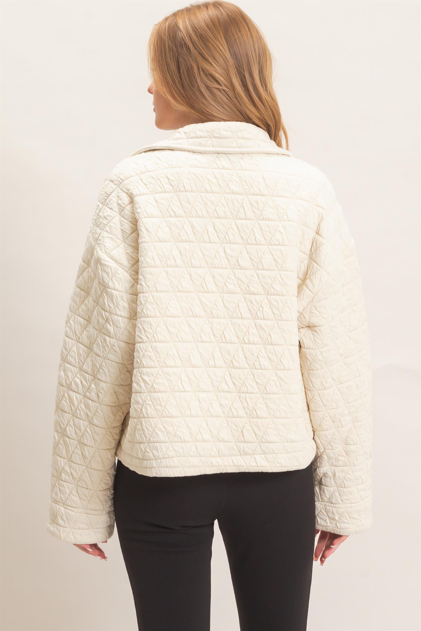 Wholesale Triangle Quilted Button-Up Jacket Coats & Jackets HF26F145 IVORY DOUBLE ZERO