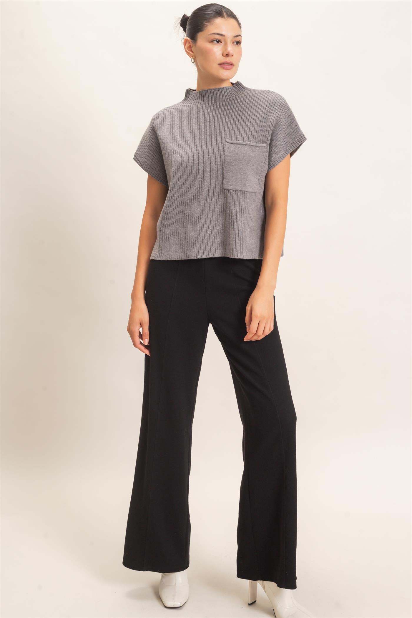 Wholesale Ribbed Dolman Sweater Sweaters HF26E835 GRAY HYFVE