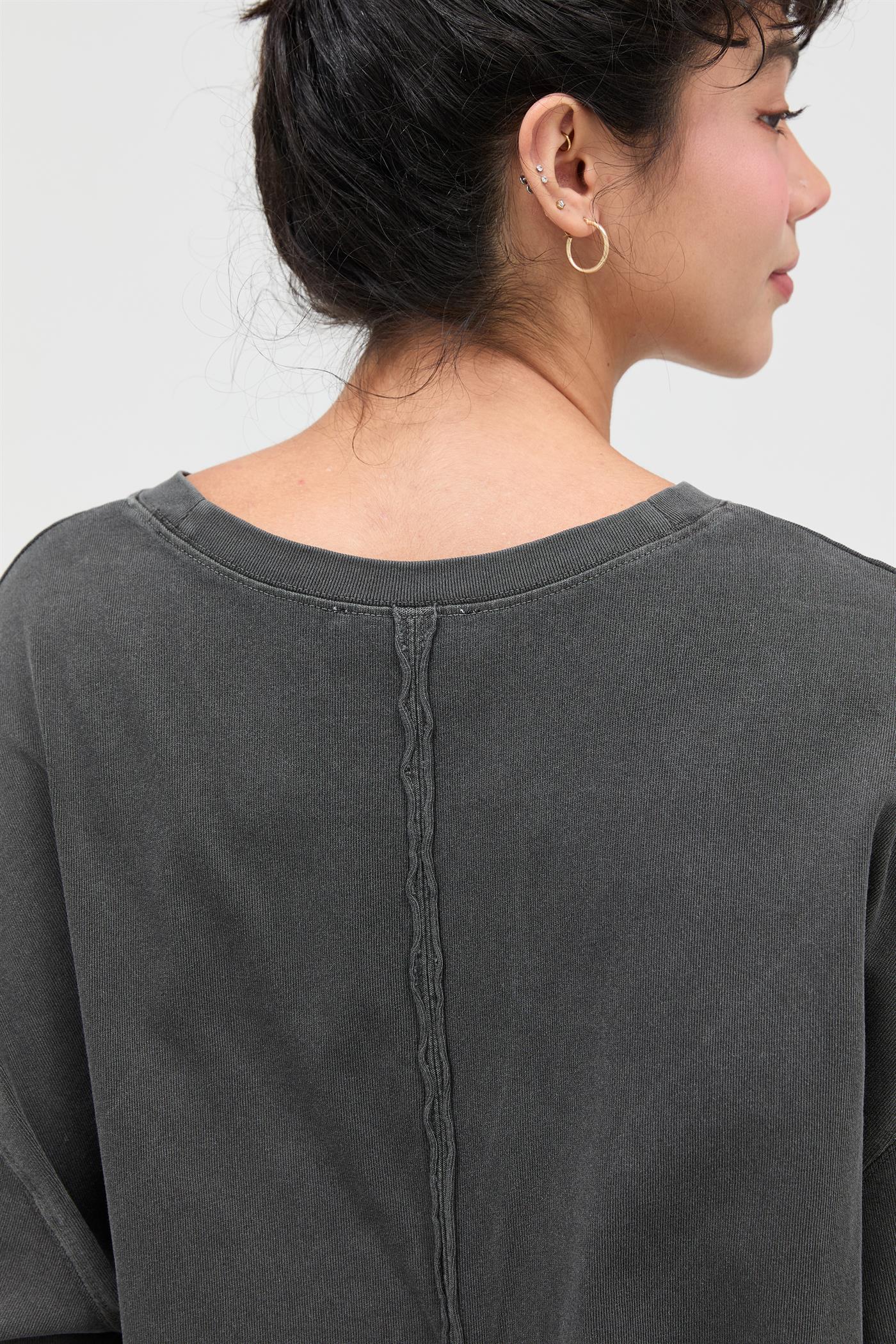 Wholesale Pigment Dye Oversized Half-Sleeve T-Shirt Clothing Tops DZ26A459 BLACK DOUBLE ZERO