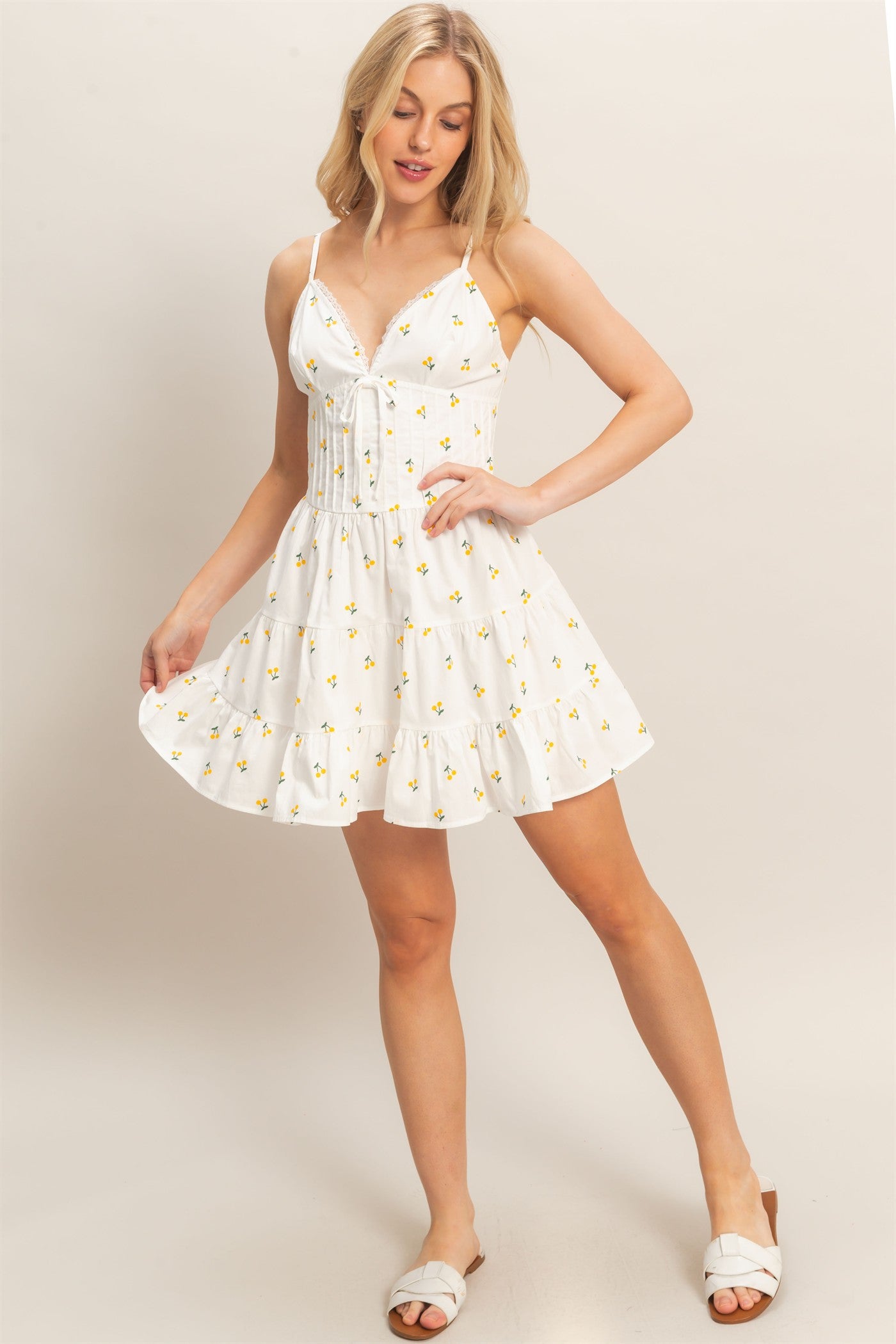 Wholesale Tiered Mini Dress Dresses HF26C008 YELLOW HYFVE