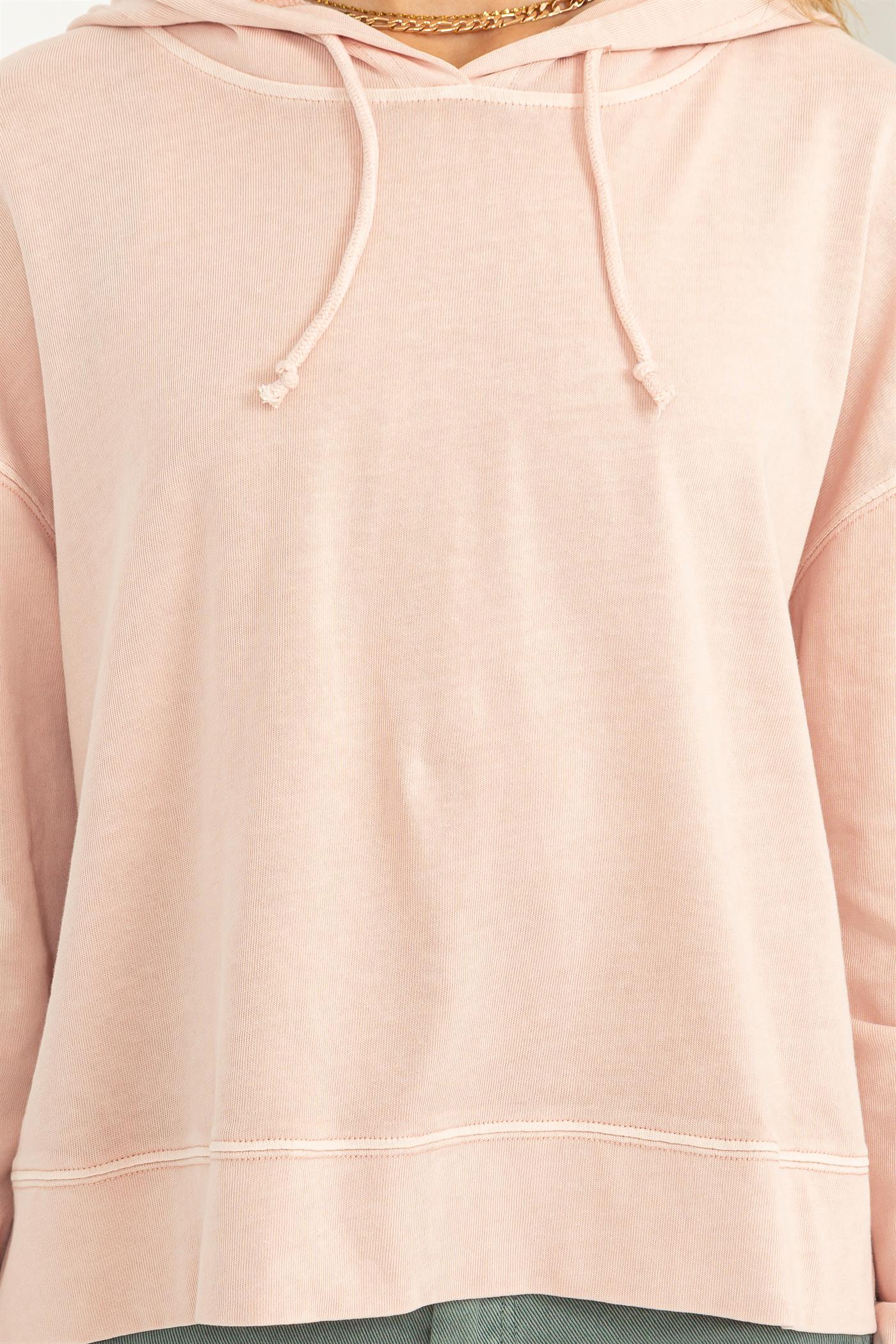 Wholesale Long Sleeve Drawstring Hoodie Clothing Tops DZ23E999 DUSTY PINK DOUBLE ZERO