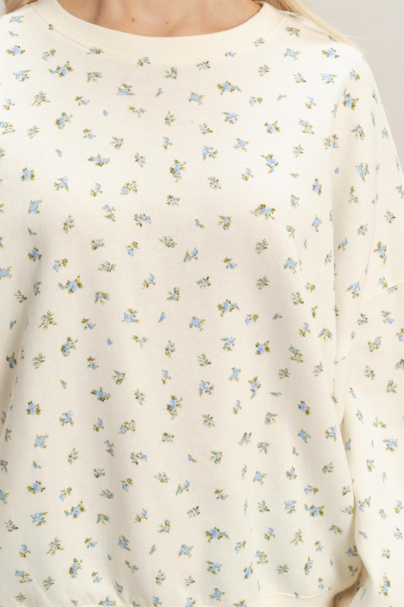 Wholesale Ditsy Floral Sweatshirt Sweatshirts DZ26C393 BLUE DOUBLE ZERO