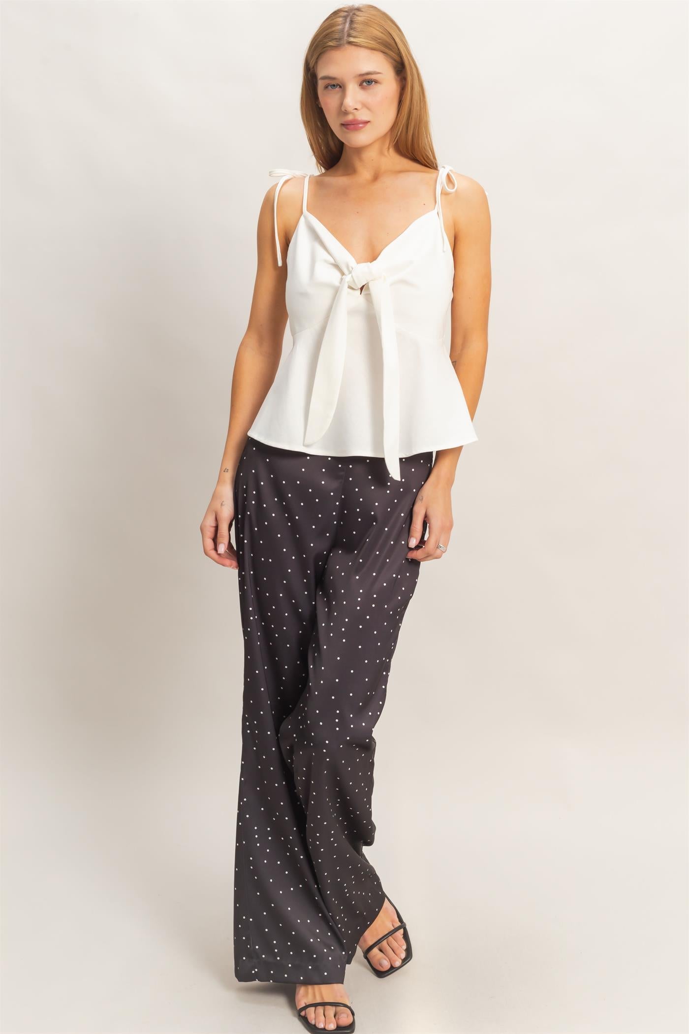 Wholesale Polka Dot Wide-Leg Pants Pants HF26C717 BLACK HYFVE