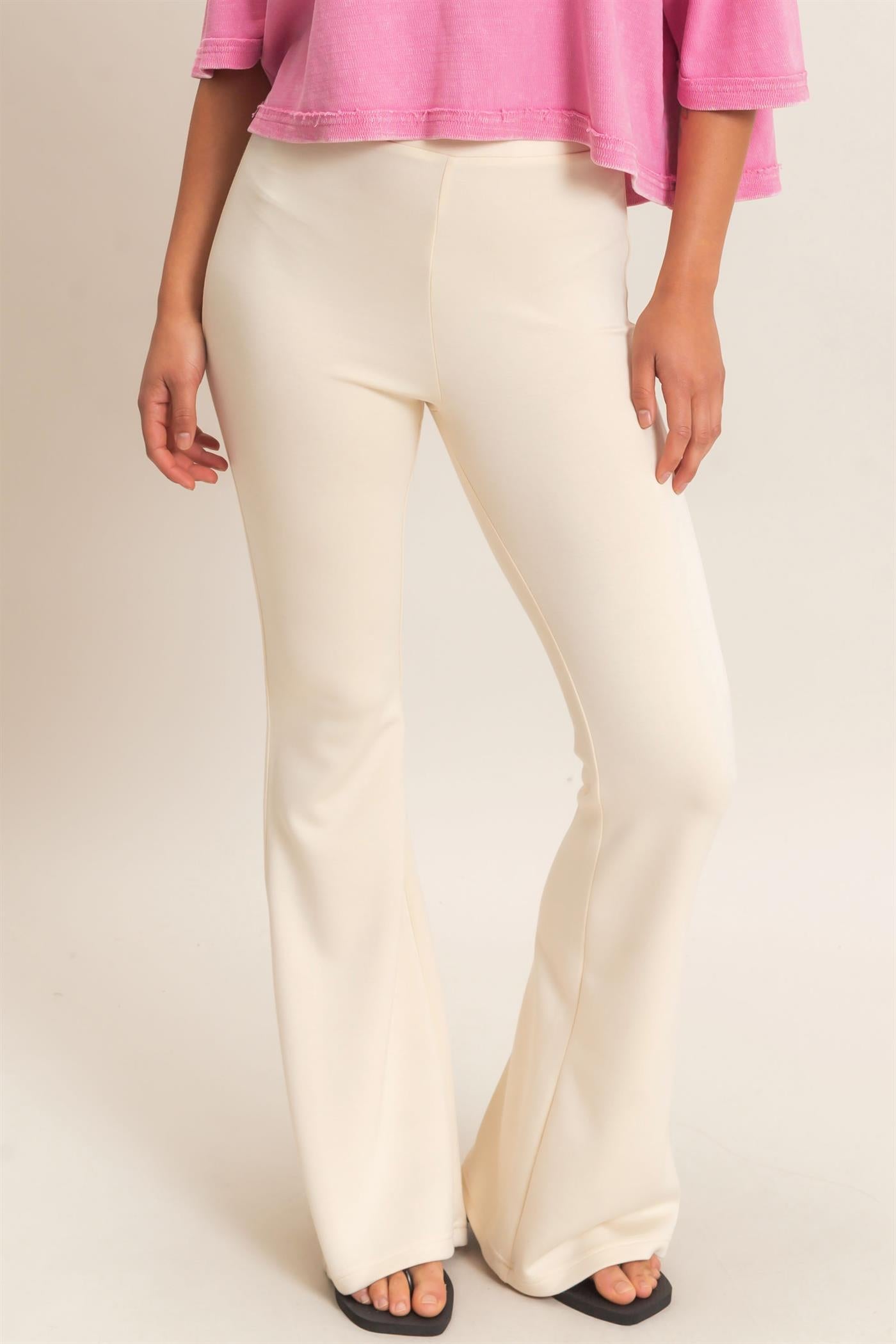 Wholesale Flared Elastic Waist Pants Pants DZ26E393 ALPACA DOUBLE ZERO