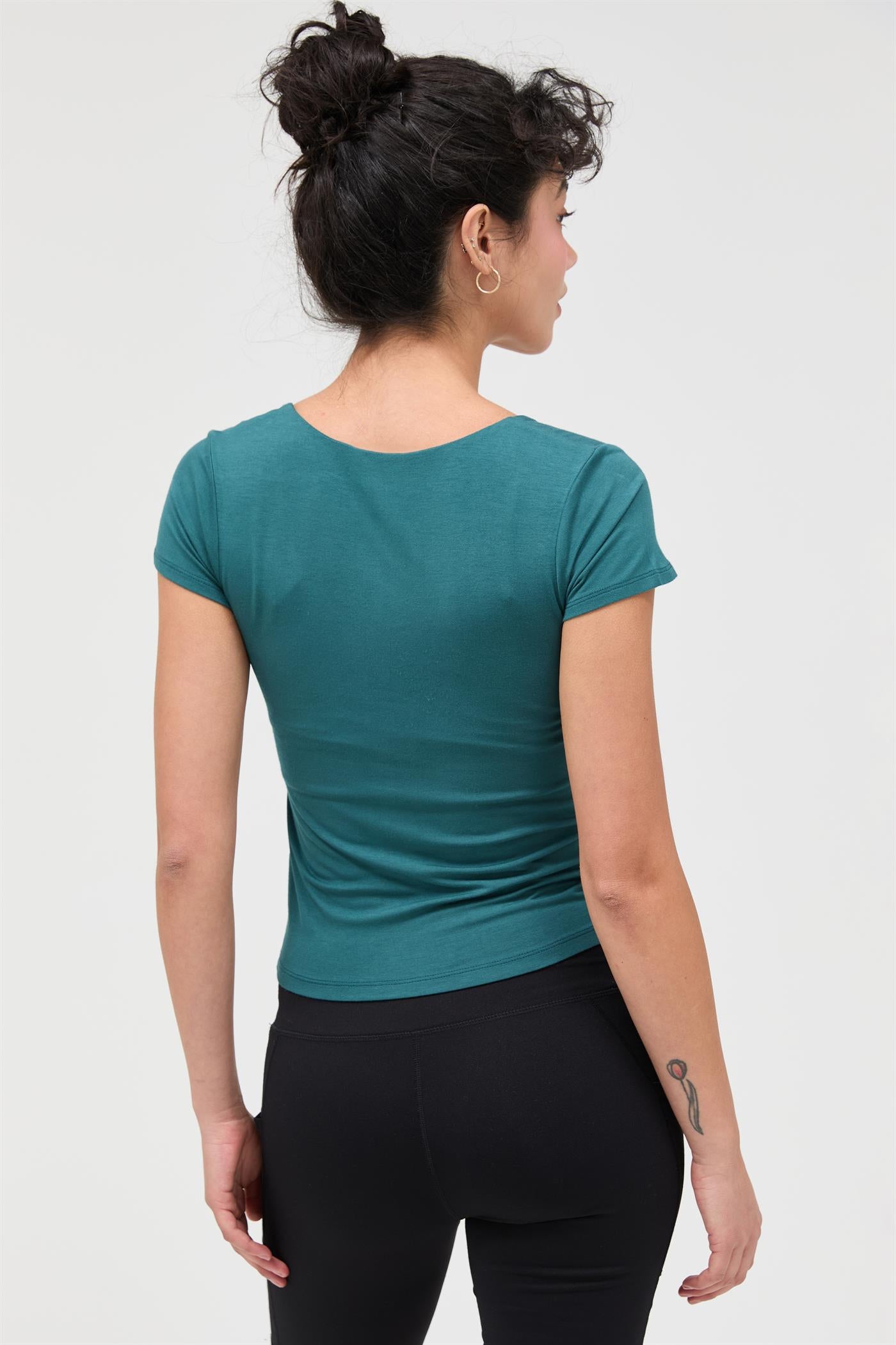 Wholesale Square Neck Cap Sleeve Top Clothing Tops DZ26A983 DARK TEAL DOUBLE ZERO