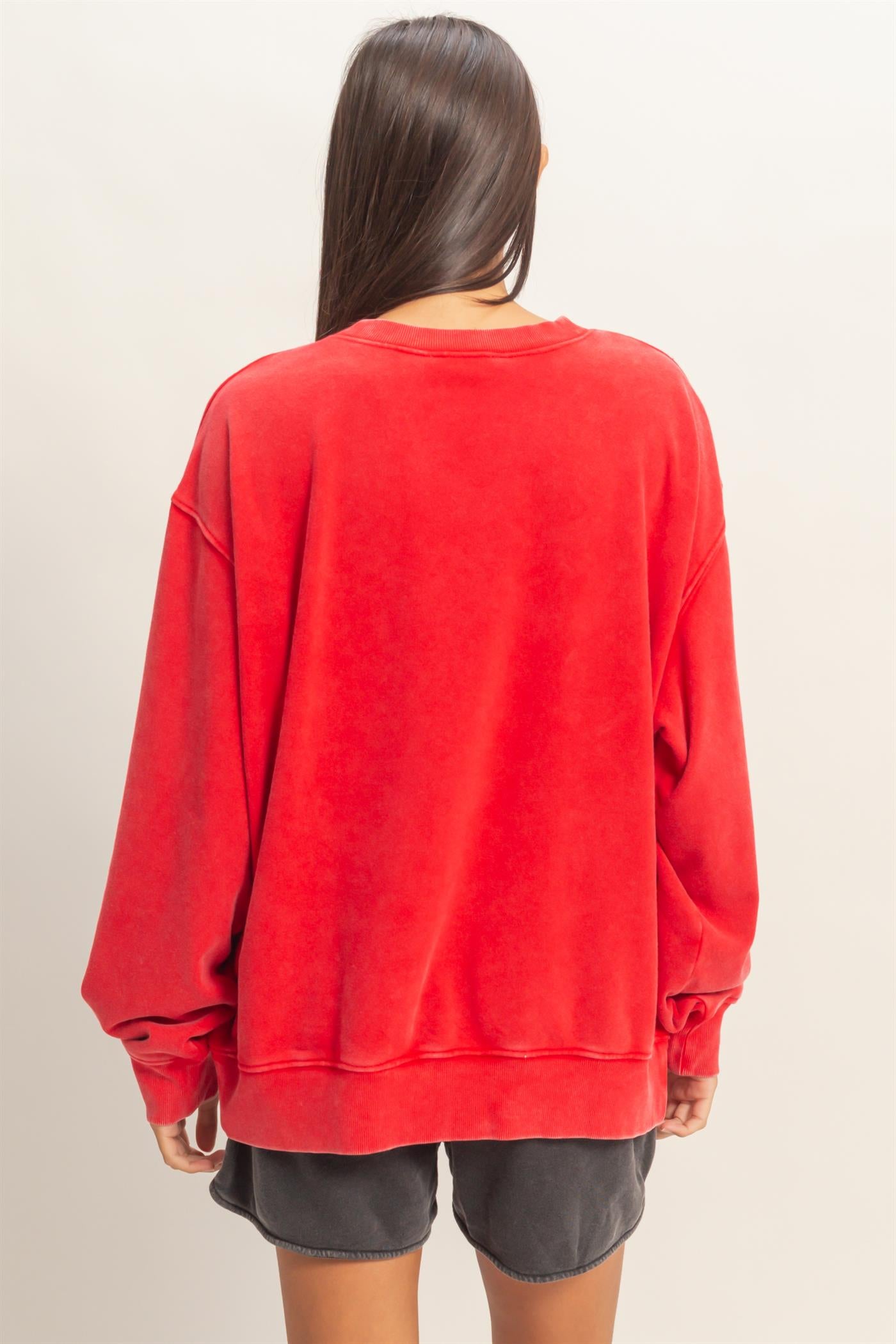 Wholesale Mineral Washed Crew Neck Sweatshirt Sweatshirts DZ26A262 RED DOUBLE ZERO