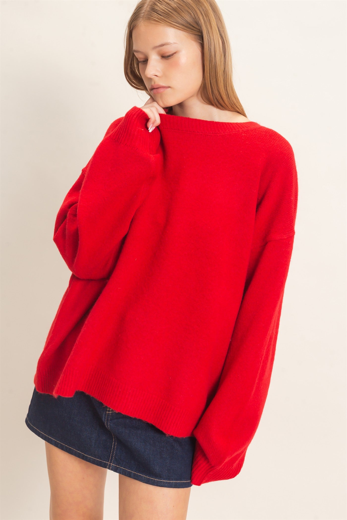 Wholesale Open Back Sweater With Organza Bows Sweaters HF26F149 RED HYFVE