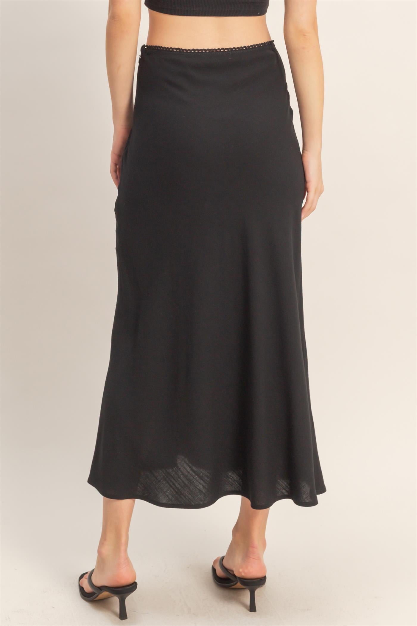 Wholesale Maxi Skirt With Elastic Waistband Skirts HF26A473-D BLACK HYFVE