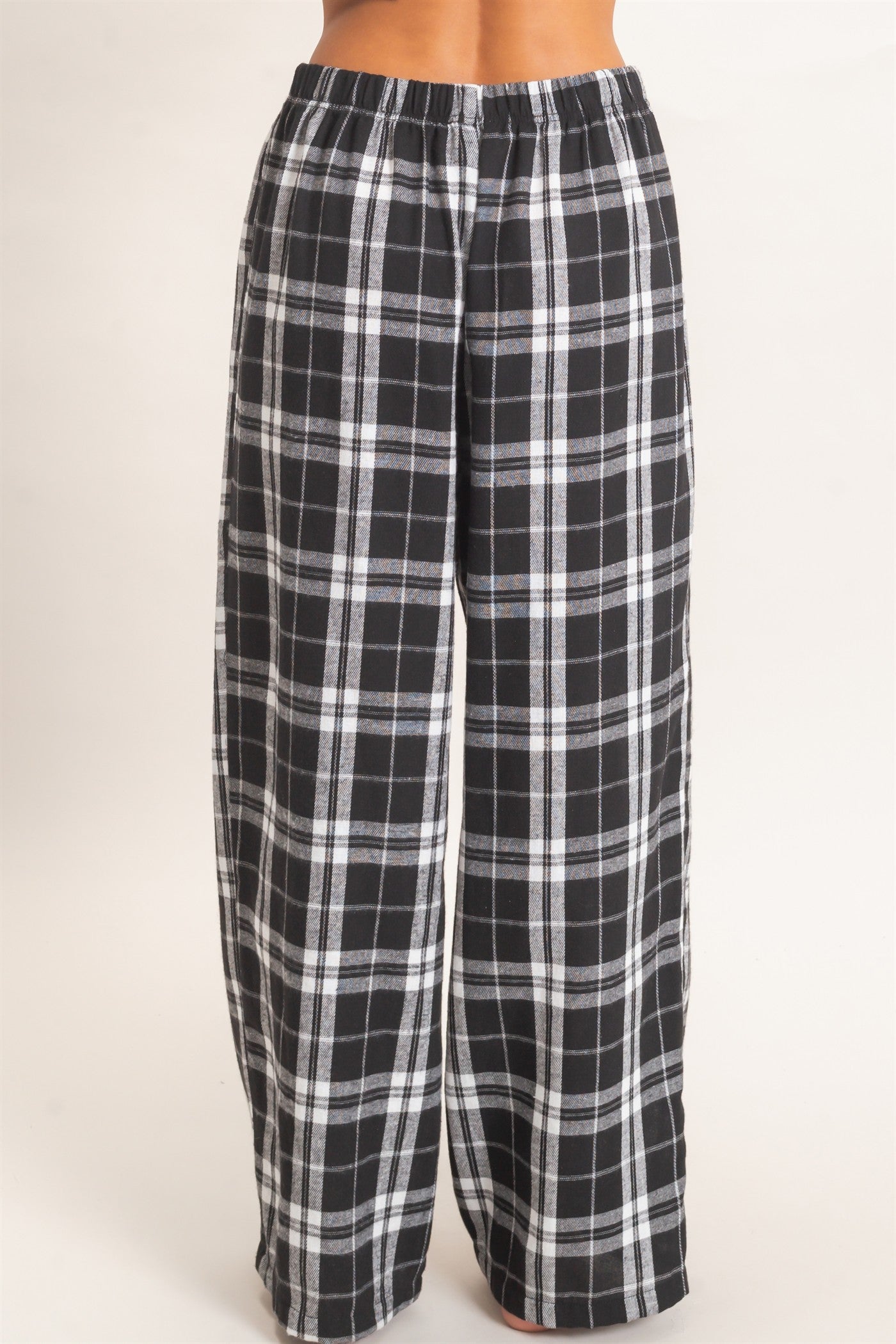 Wholesale Plaid Wide-Leg Pants Pants DZ26F271 BLACK DOUBLE ZERO