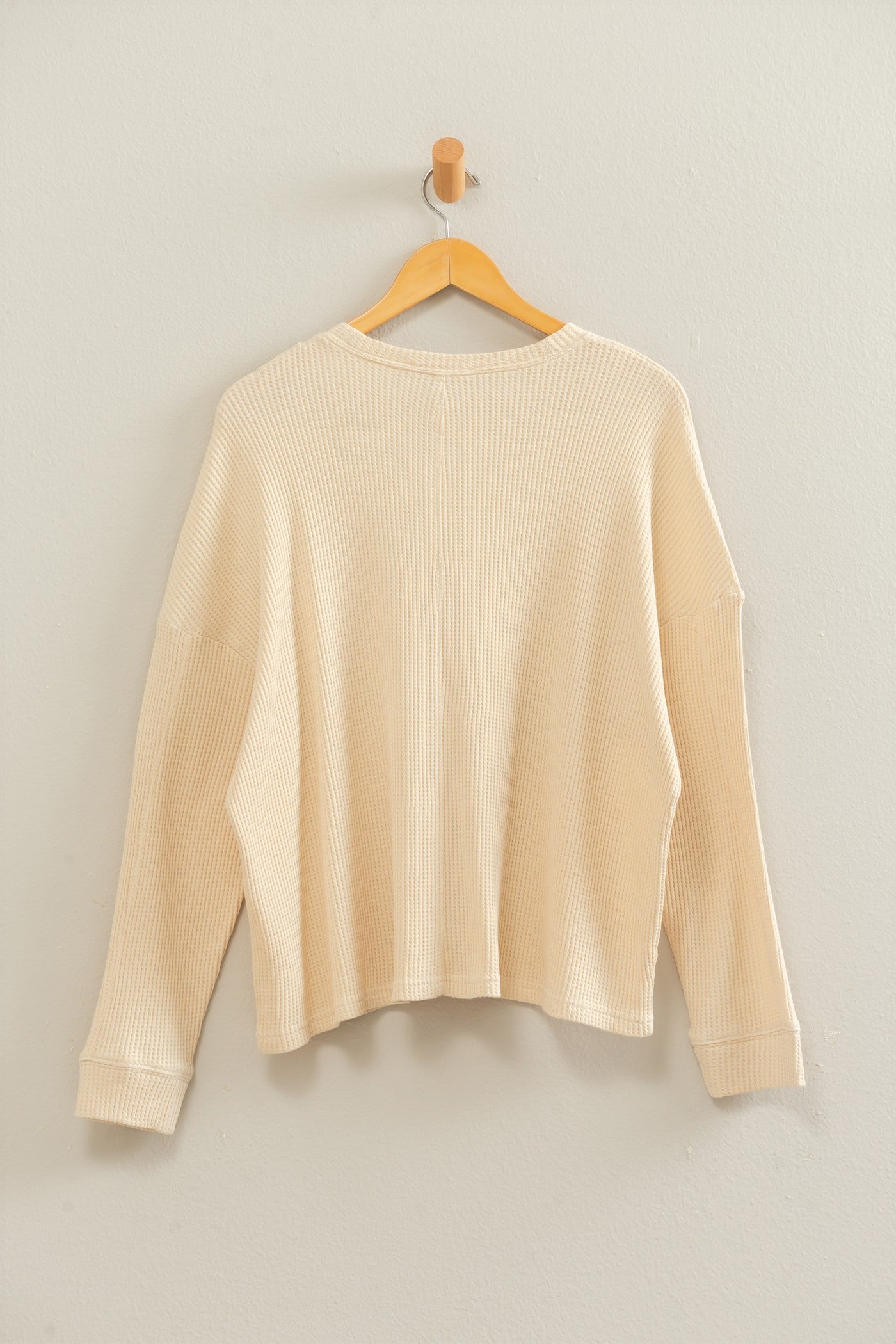Wholesale Mineral Wash Waffle Long Sleeve Top Clothing Tops DZ26F242 ALPACA DOUBLE ZERO