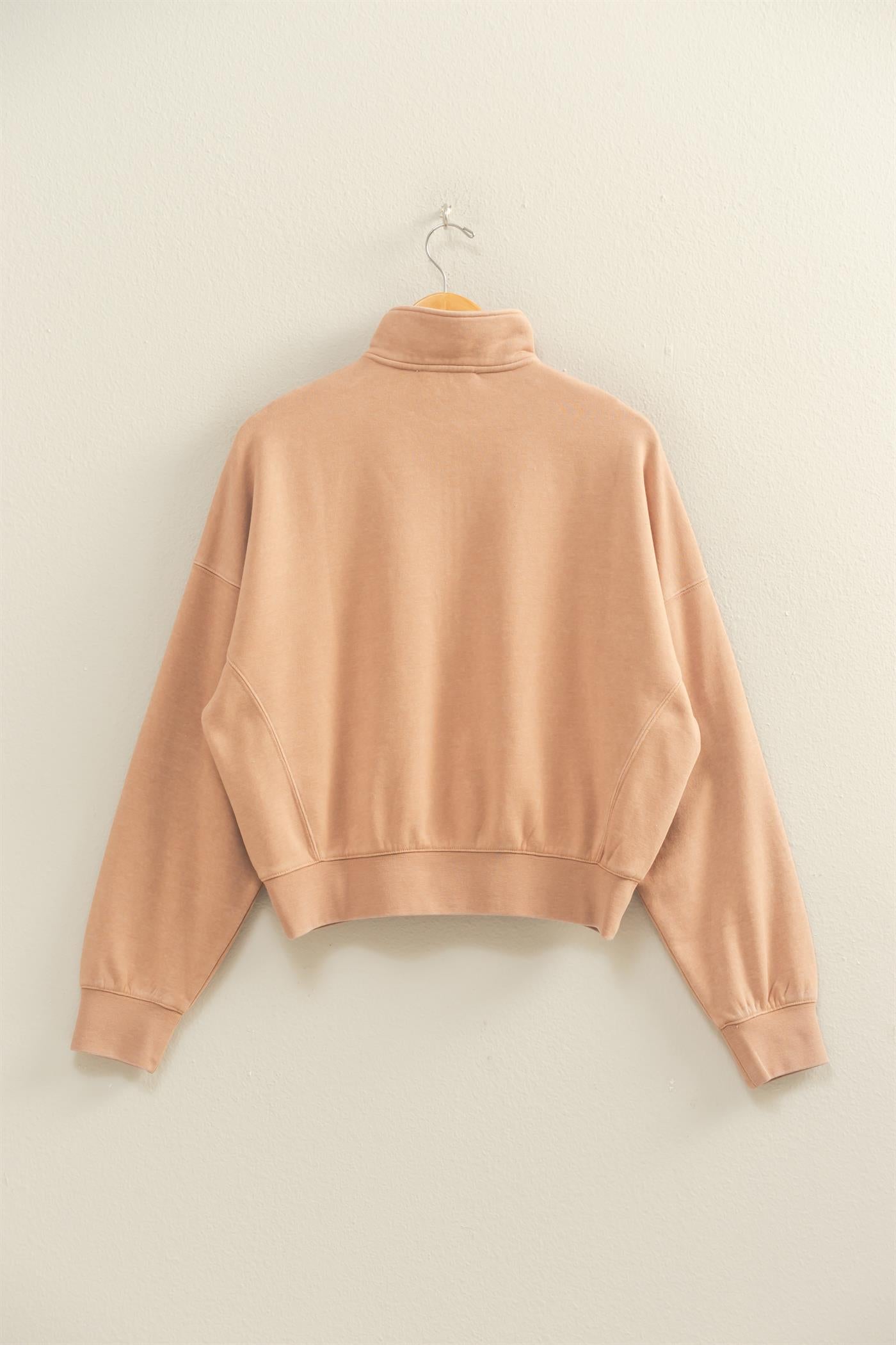 Wholesale Love This Way Half-Zip Sweatshirt Sweatshirts DZ25C908 DARK TAUPE DOUBLE ZERO
