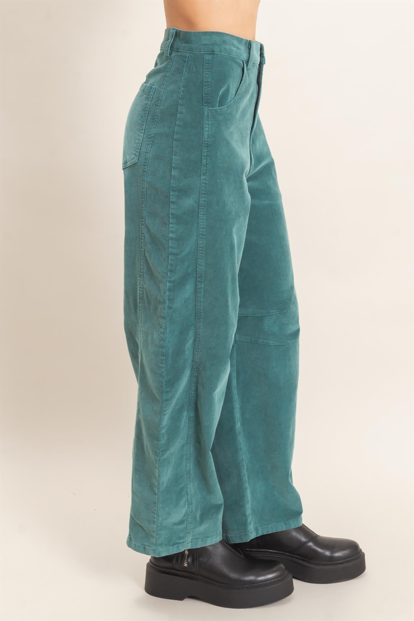 Wholesale Mineral Wash Wide-Leg Pants Pants HF26F238 GREEN HYFVE