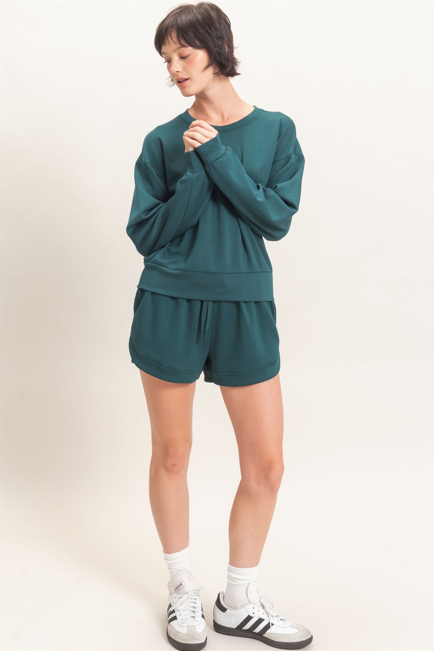 Wholesale Crew Neck Sweatshirt Sweatshirts DZ26C966 DEEP GREEN DOUBLE ZERO