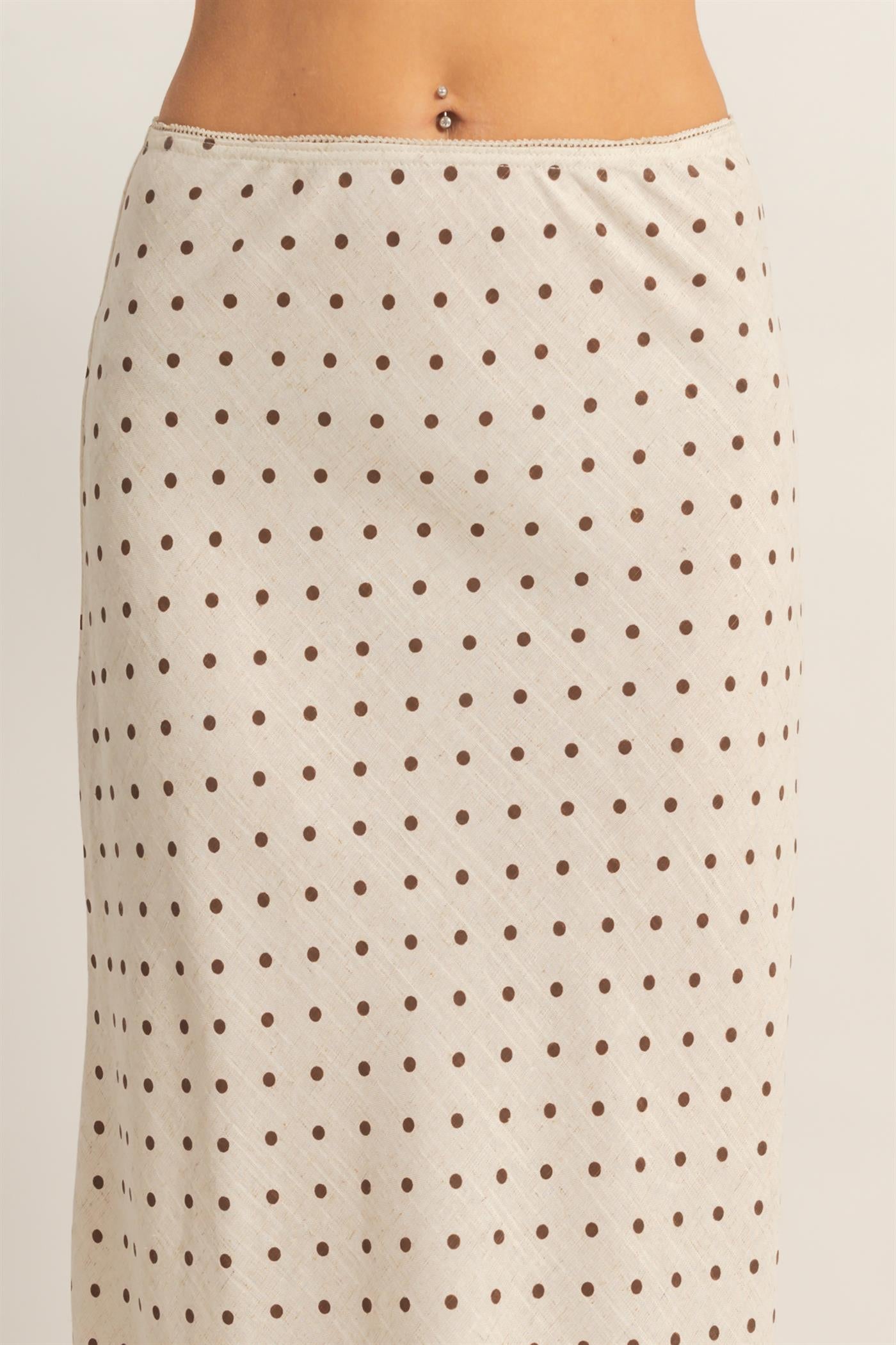 Wholesale Polka Dot A-Line Skirt Skirts HF26E416-D OATMEAL HYFVE