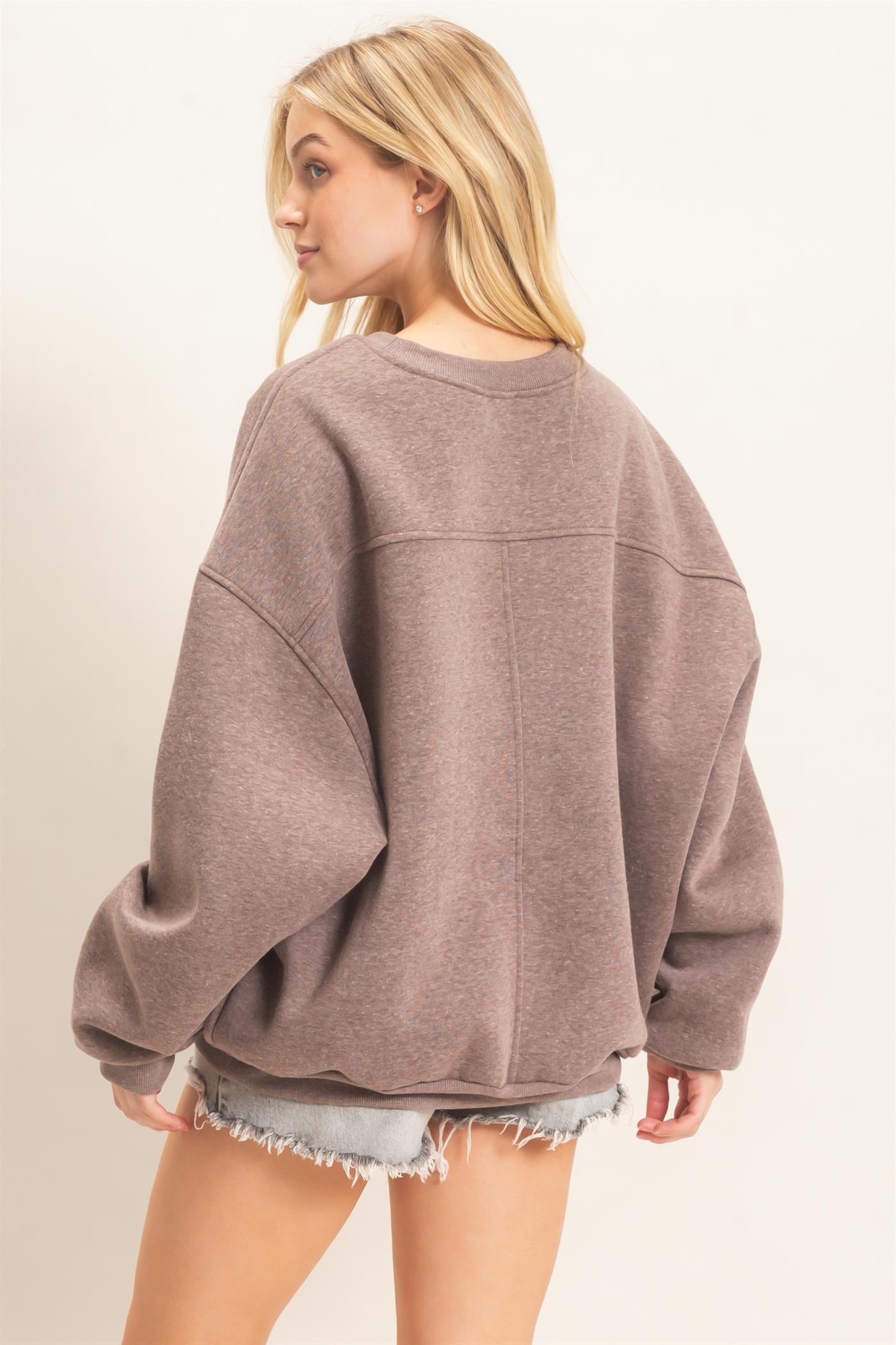 Wholesale Oversized Dropped Shoulder Sweatshirt Sweatshirts HF26F141 WALNUT HYFVE