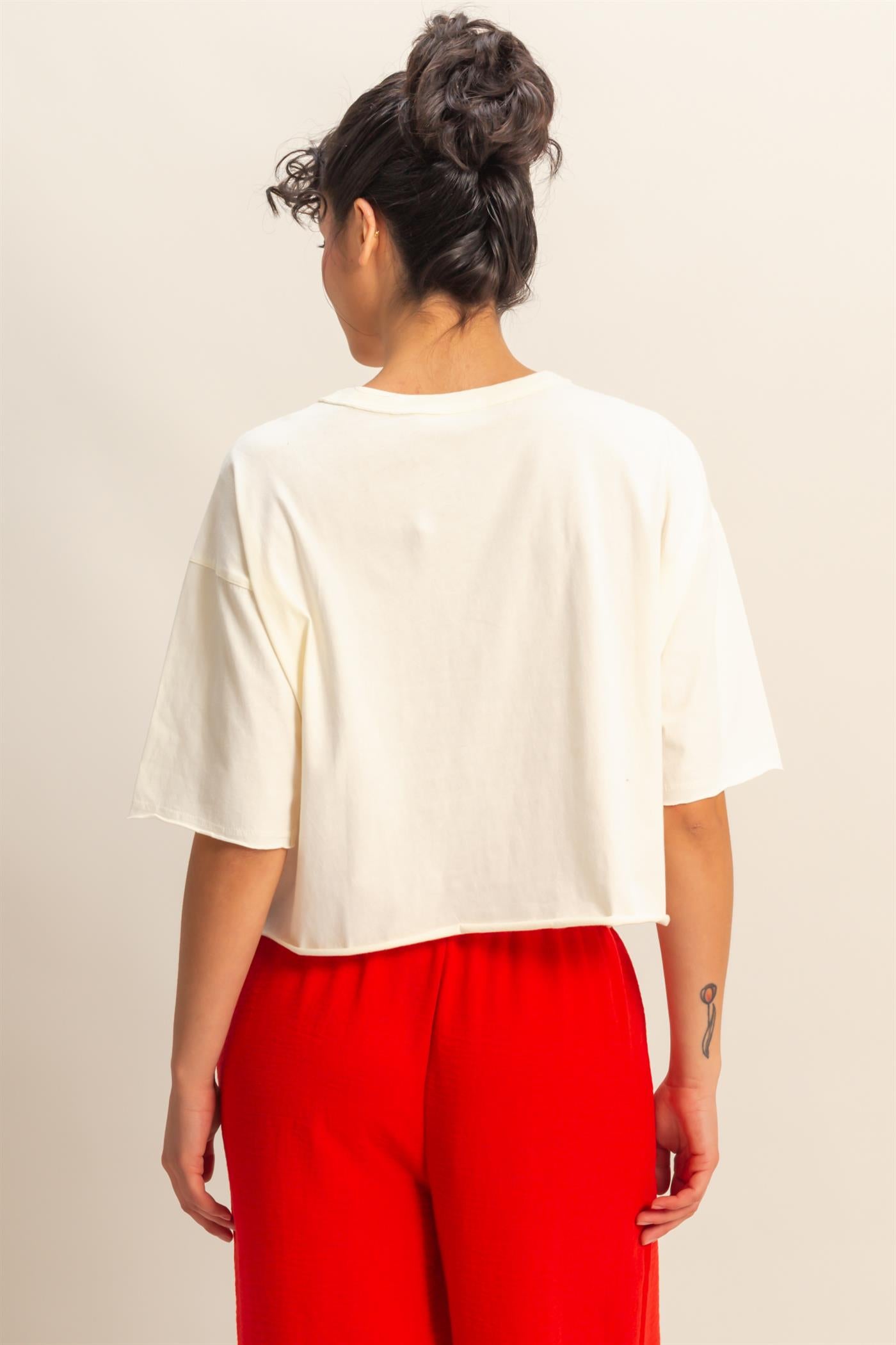 Wholesale Drop Shoulder Crew Neck Wide Fit Tee Clothing Tops DZ25A757 OFF WHITE DOUBLE ZERO