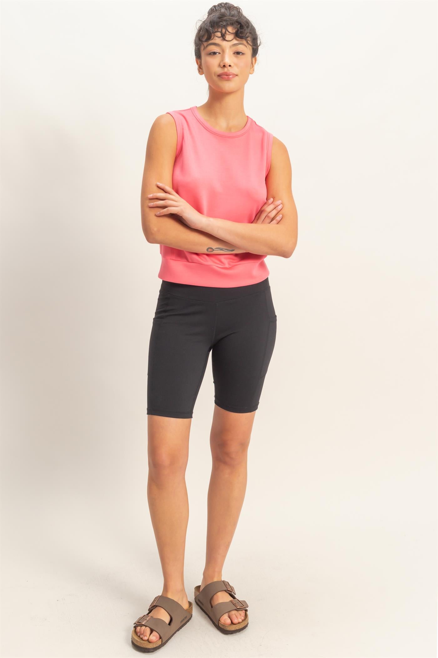 Wholesale Sleeveless Crew Neck Top Clothing Tops DZ26C709 TAFFY PINK DOUBLE ZERO