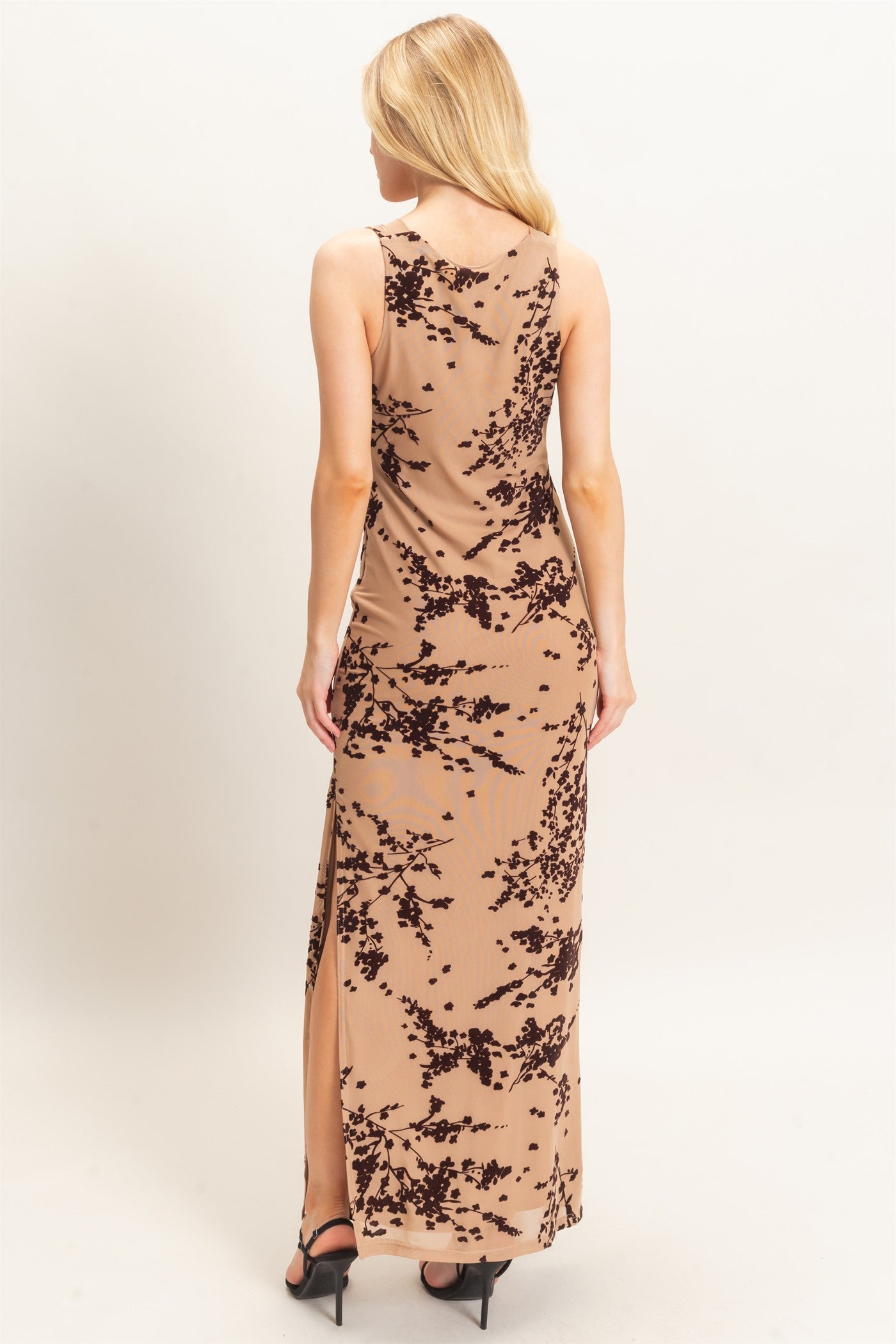 Wholesale Draped Cowl Neck Sleeveless Dress Dresses HF26C728 TAUPE HYFVE