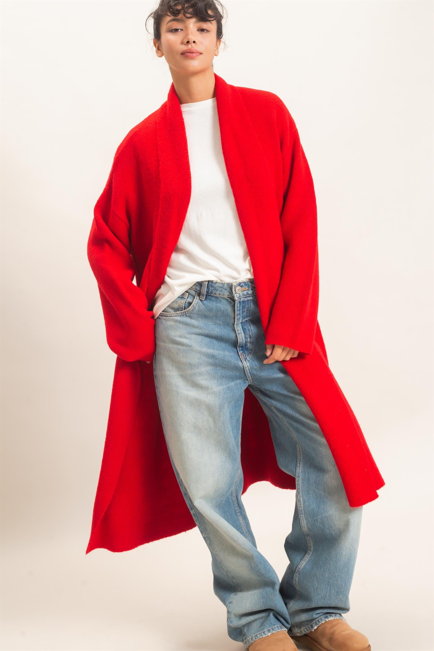 Wholesale Duster Cardigan Sweaters DZ26E267 RED DOUBLE ZERO