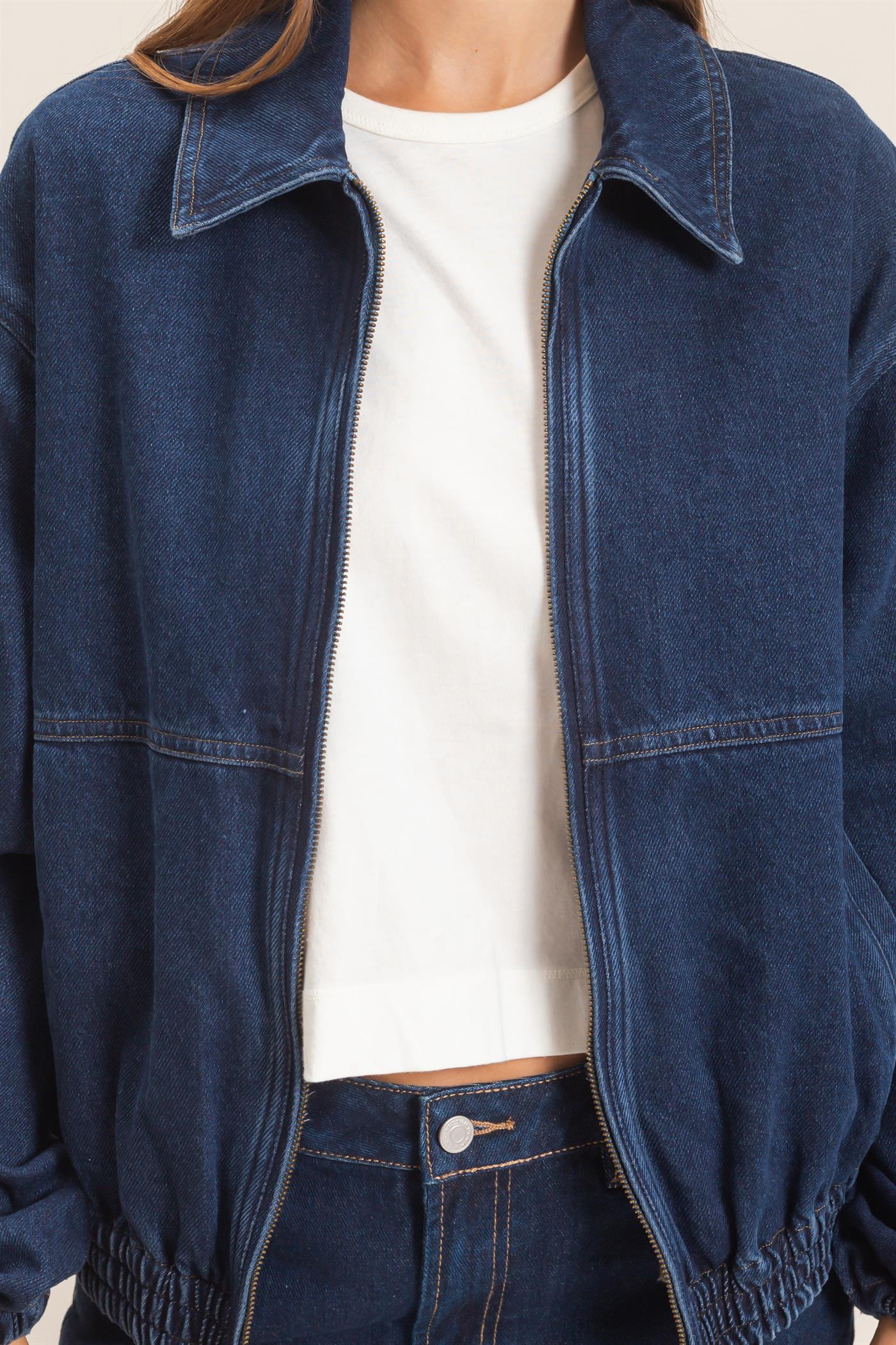 Wholesale Enzyme Wash Denim Jacket Coats & Jackets HF26C924 DARK DENIM HYFVE