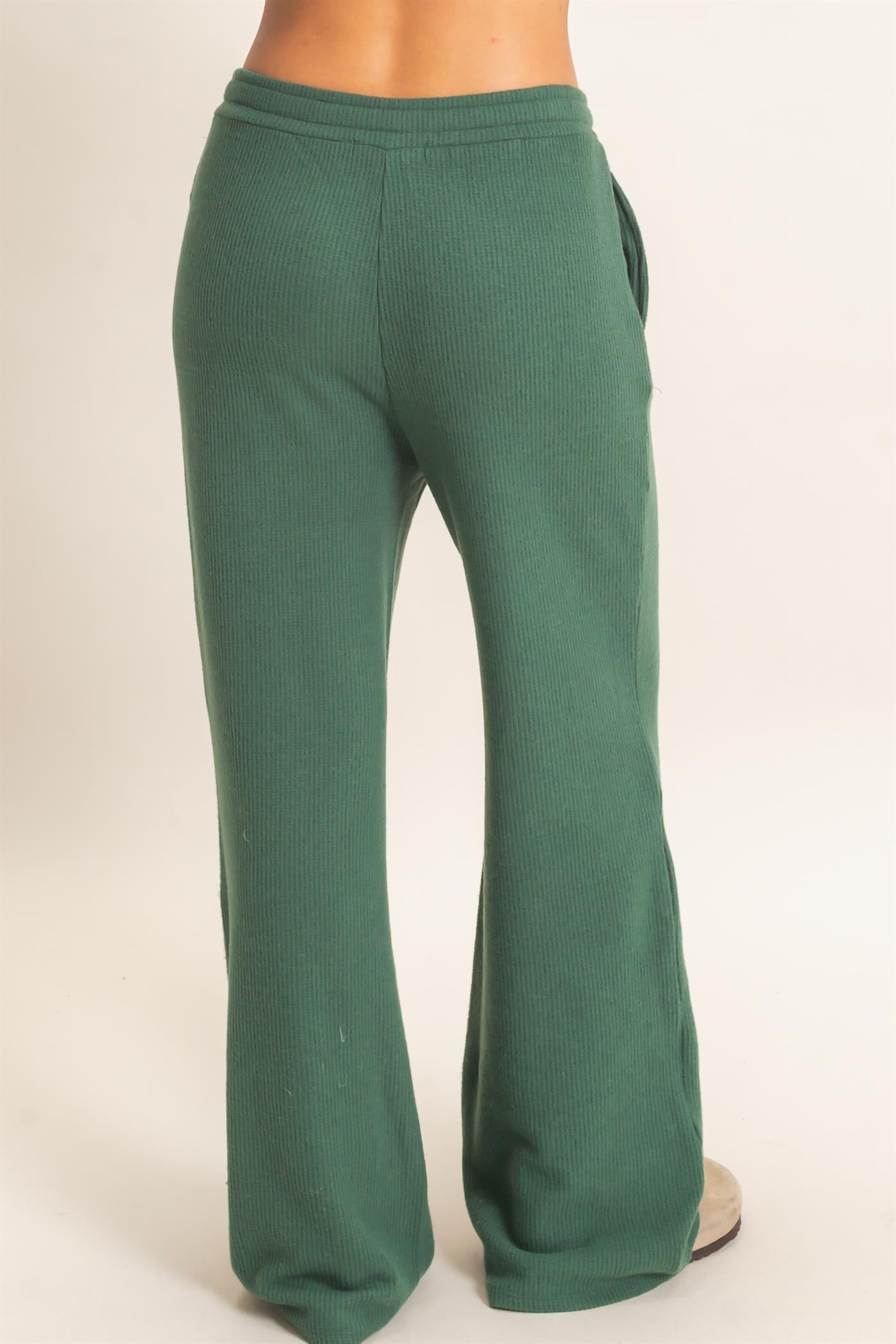Wholesale Brushed Waffle Drawstring Pants Pants DZ26F313 DARK GREEN DOUBLE ZERO