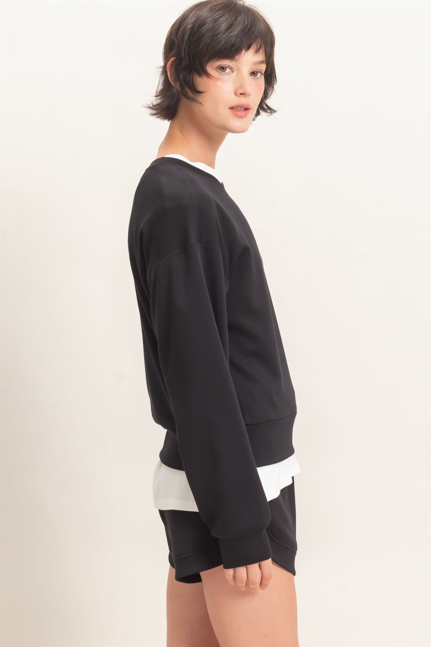 Wholesale Crew Neck Sweatshirt Sweatshirts DZ26C966 BLACK DOUBLE ZERO