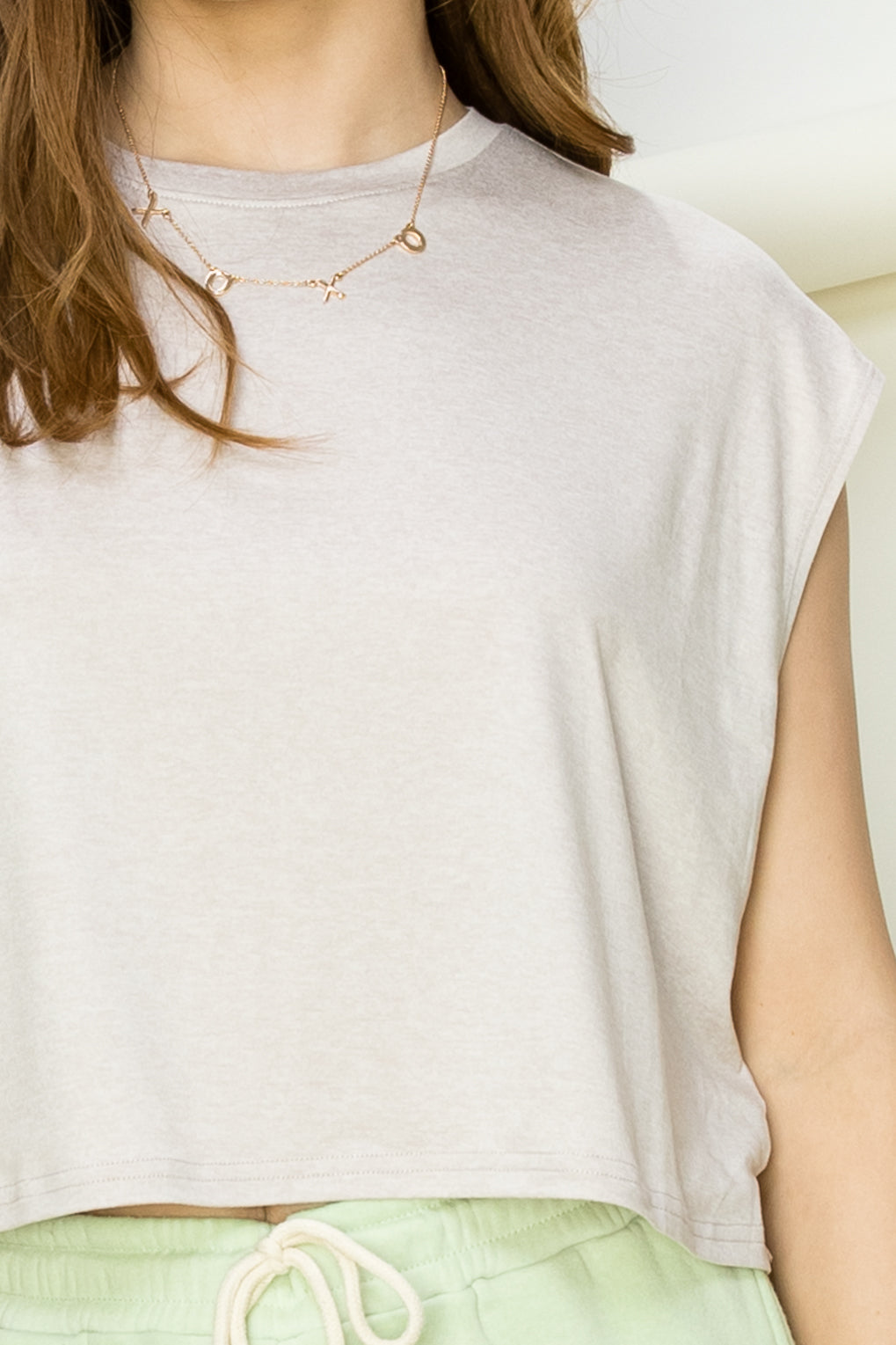 Wholesale Crew Neck Cropped Top Clothing Tops DZ22E688 PASTEL VIOLET DOUBLE ZERO