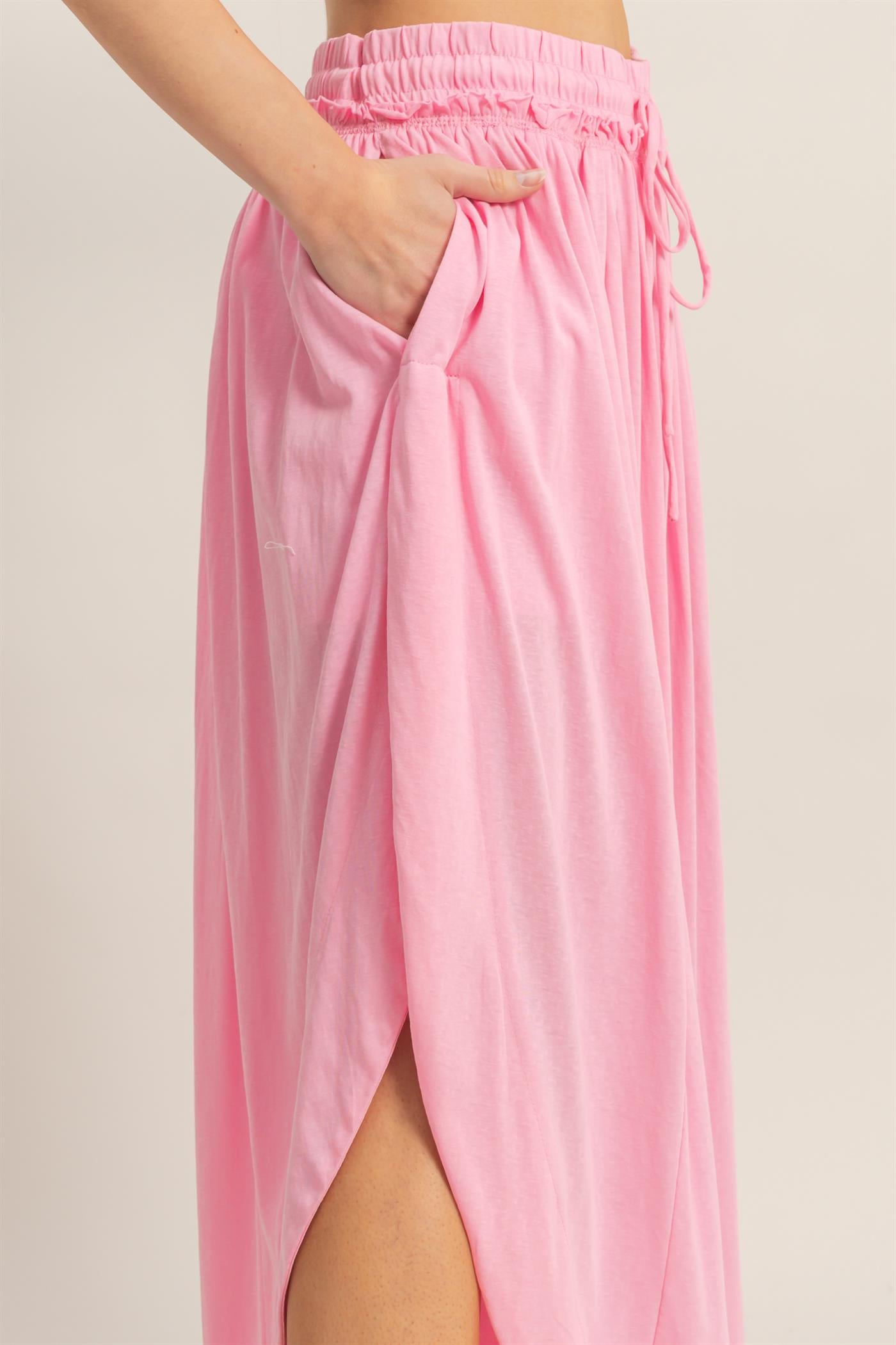 Wholesale Tulip Hem Wide-Leg Pants Pants HF26C047 PINK HYFVE