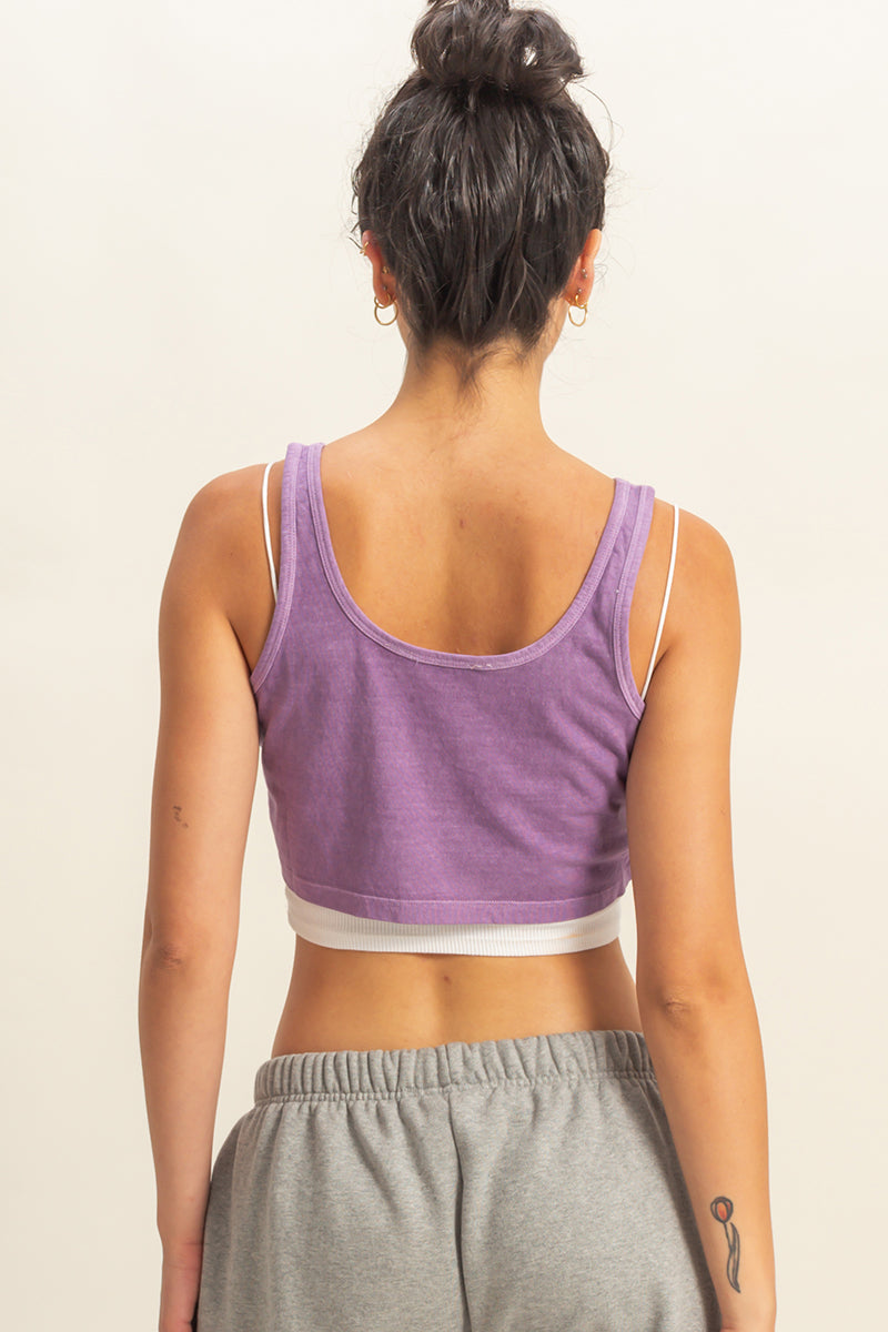 Wholesale Sleeveless Scoop Neck Crop Top Clothing Tops DZ22C809 PURPLE DOUBLE ZERO