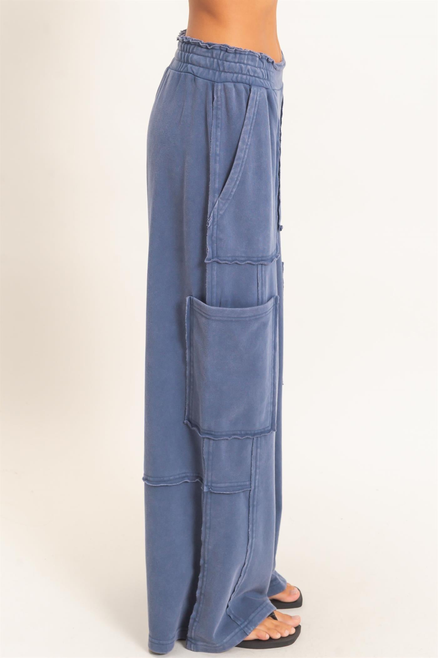 Wholesale Mineral Wash Cargo Pocket Pants Pants DZ26C963 NAVY DOUBLE ZERO