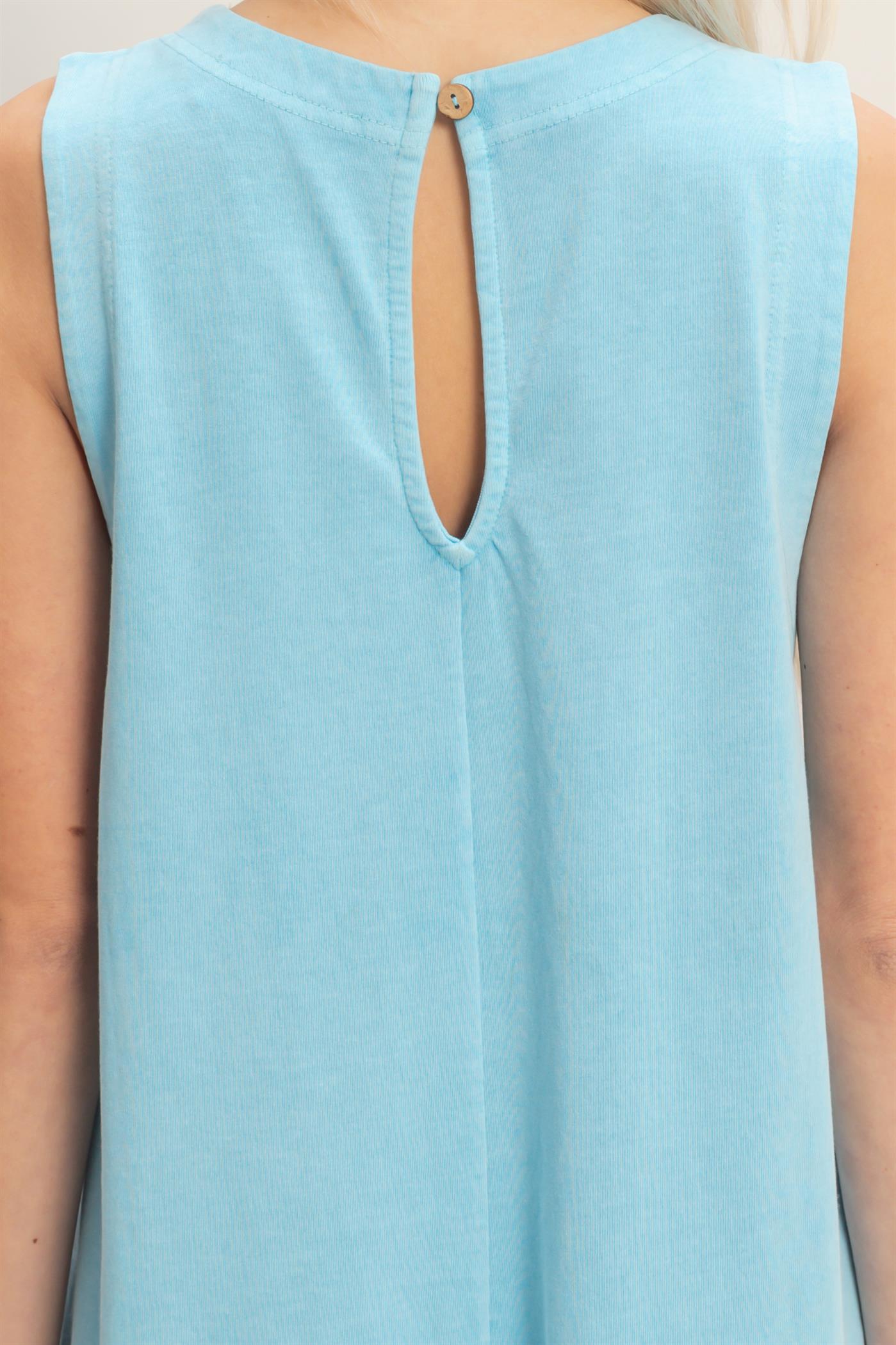 Wholesale Pocket Detail Sleeveless Romper Clothing DZ26A327 BLUE DOUBLE ZERO