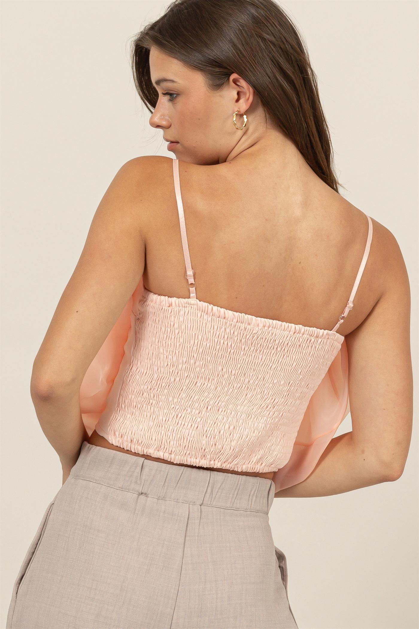 Wholesale 3D Flower Decor Cami Tank Top Clothing Tops HF24G115 PEACH HYFVE