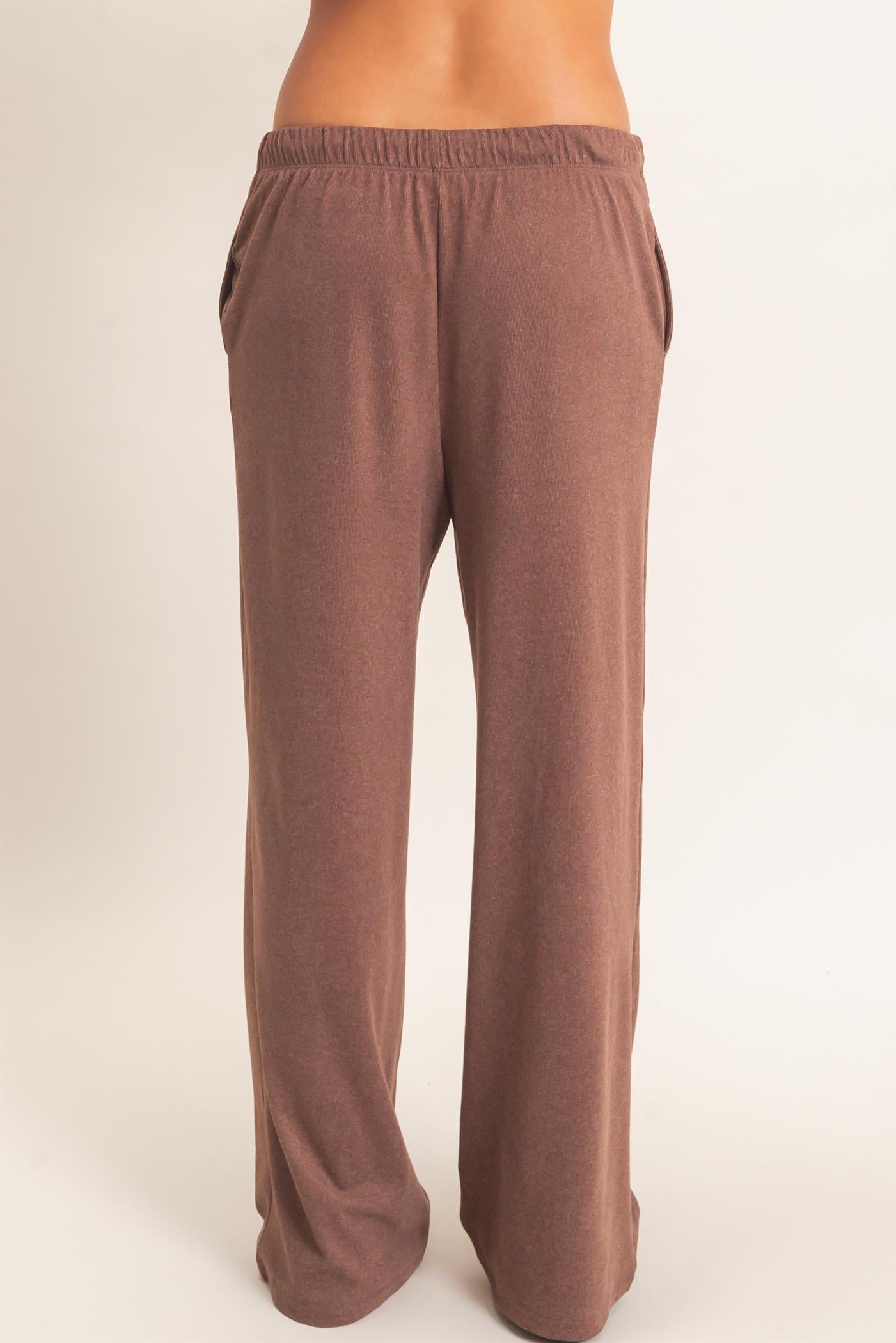 Wholesale Wide Leg Pants With Drawcord Pants DZ26E288 DARK BROWN DOUBLE ZERO