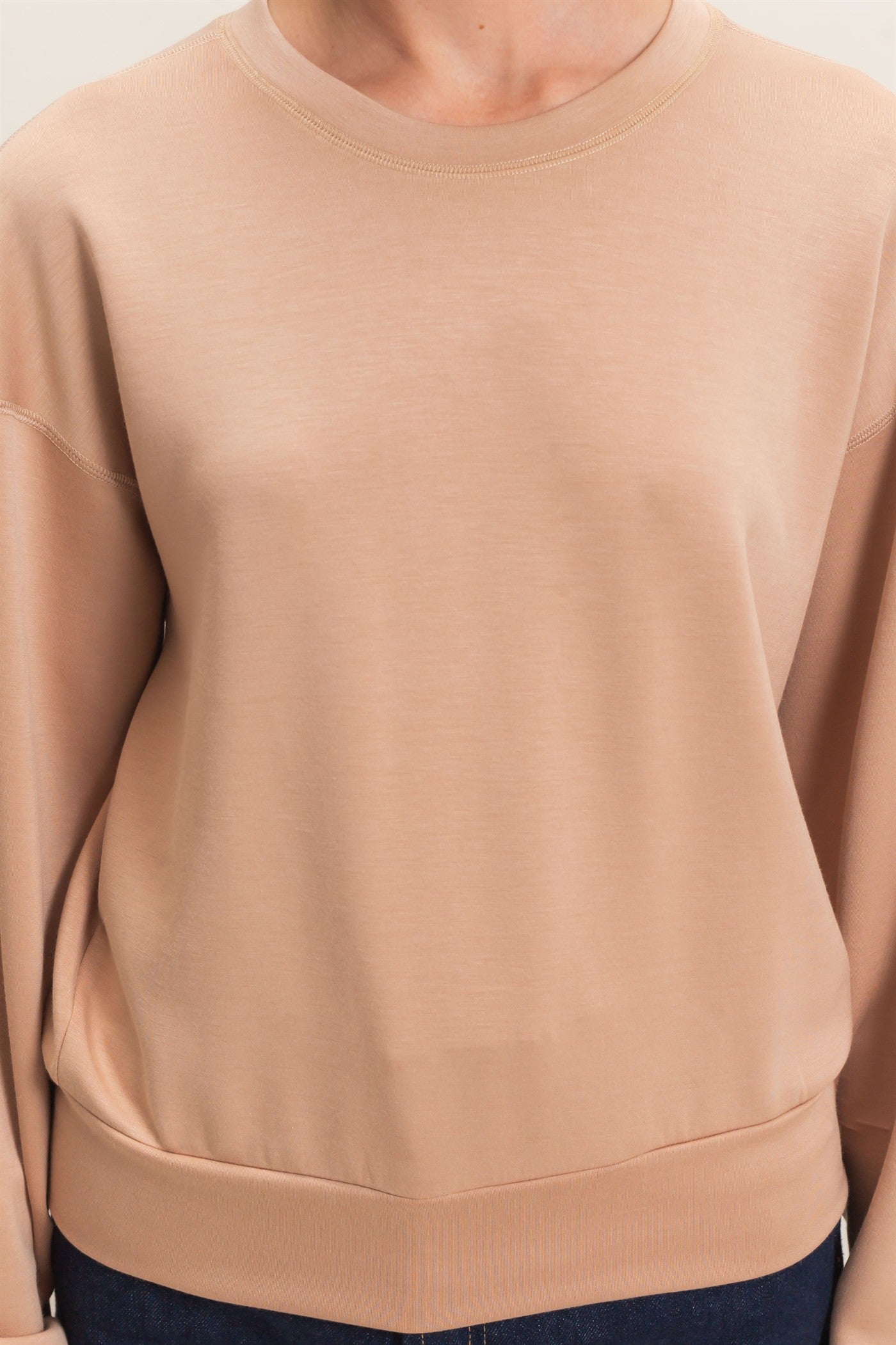 Wholesale Crew Neck Sweatshirt Sweatshirts DZ26C966 DARK TAUPE DOUBLE ZERO