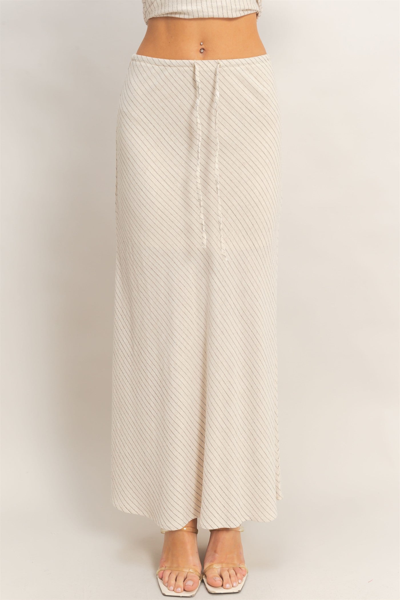 Wholesale Bias Cut Striped Midi Skirt Skirts HF26C388 OATMEAL HYFVE