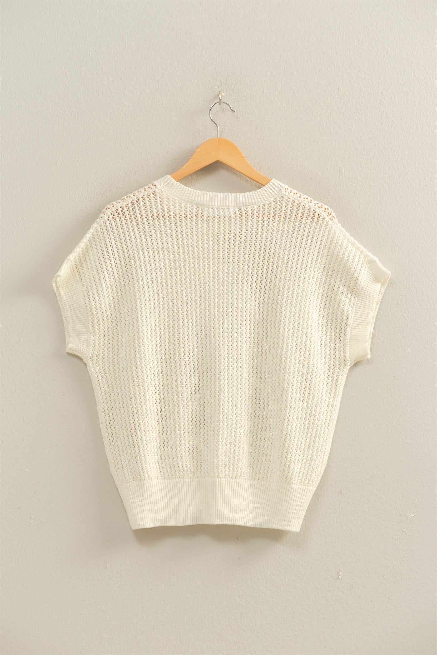 Wholesale Open-Knit Dolman Sleeve Top Clothing Tops DZ26A334 WHIP CREAM DOUBLE ZERO