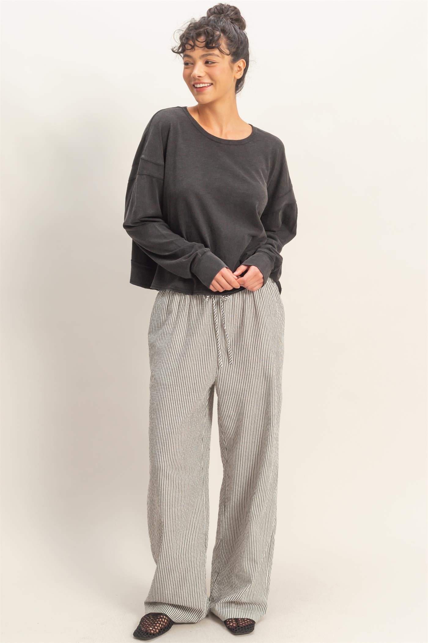 Wholesale Cross Detail Open Back Long-Sleeve Top Clothing Tops DZ26C731 BLACK DOUBLE ZERO