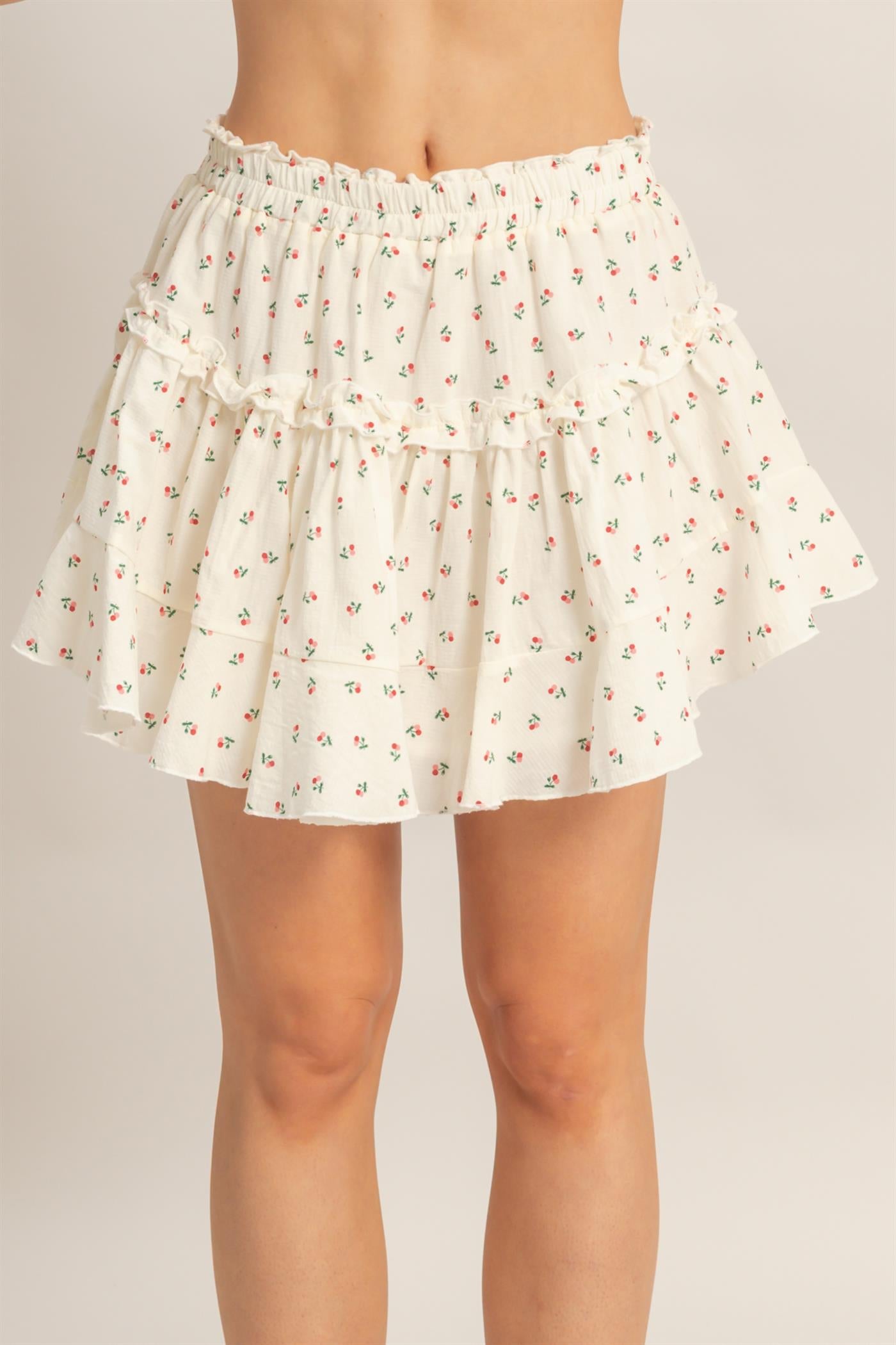 Wholesale Blueberry Tiered Ruffle Skirt Skirts HF26C243 RED HYFVE