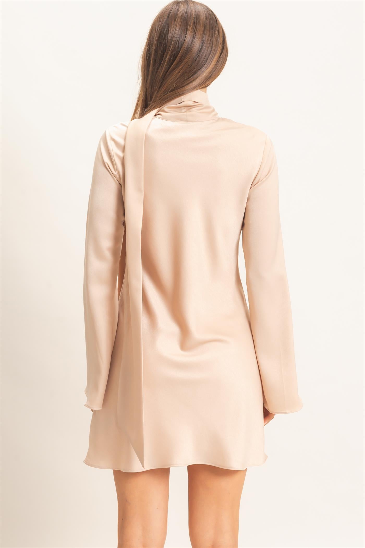 Wholesale Bias Satin Dress With Scarf Dresses HF26E928 CHAMPAGNE HYFVE