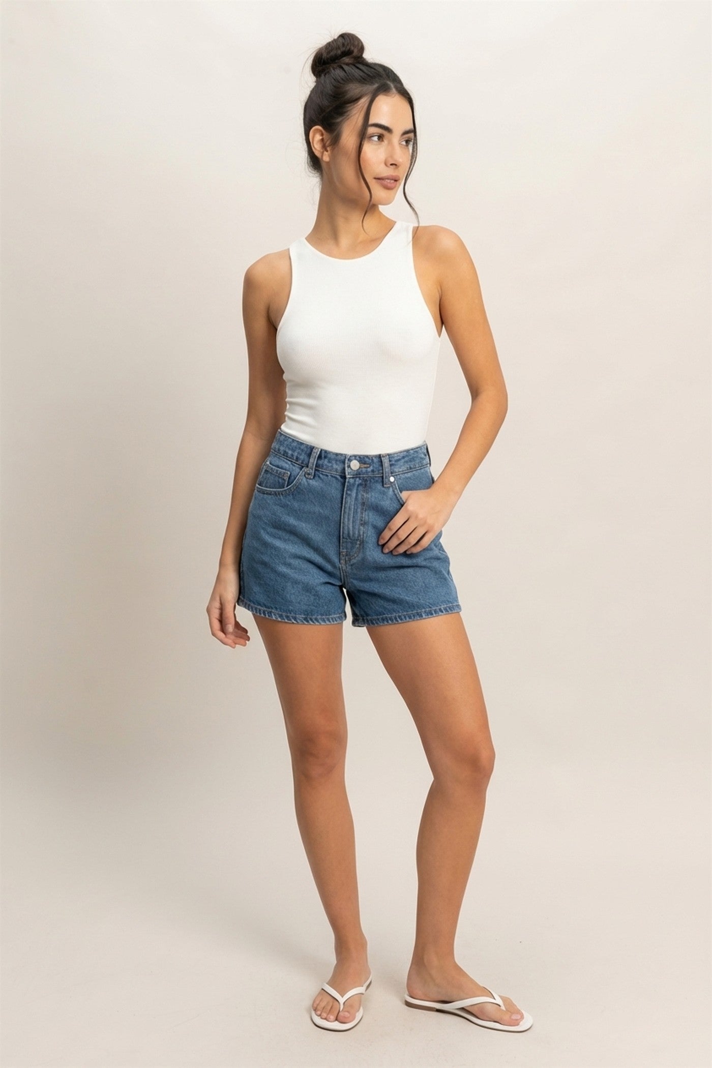 Wholesale Sleeveless Tank Top Bodysuit Clothing Tops DZ24A893-D OFF WHITE DOUBLE ZERO