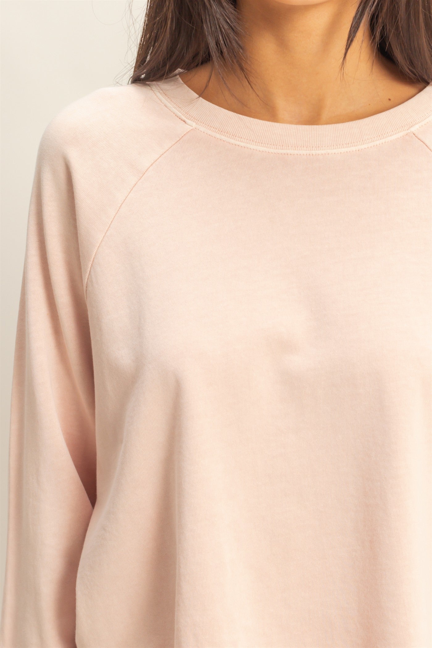 Wholesale Raglan Long Sleeve Top Clothing Tops DZ23G286 DUSTY PINK DOUBLE ZERO