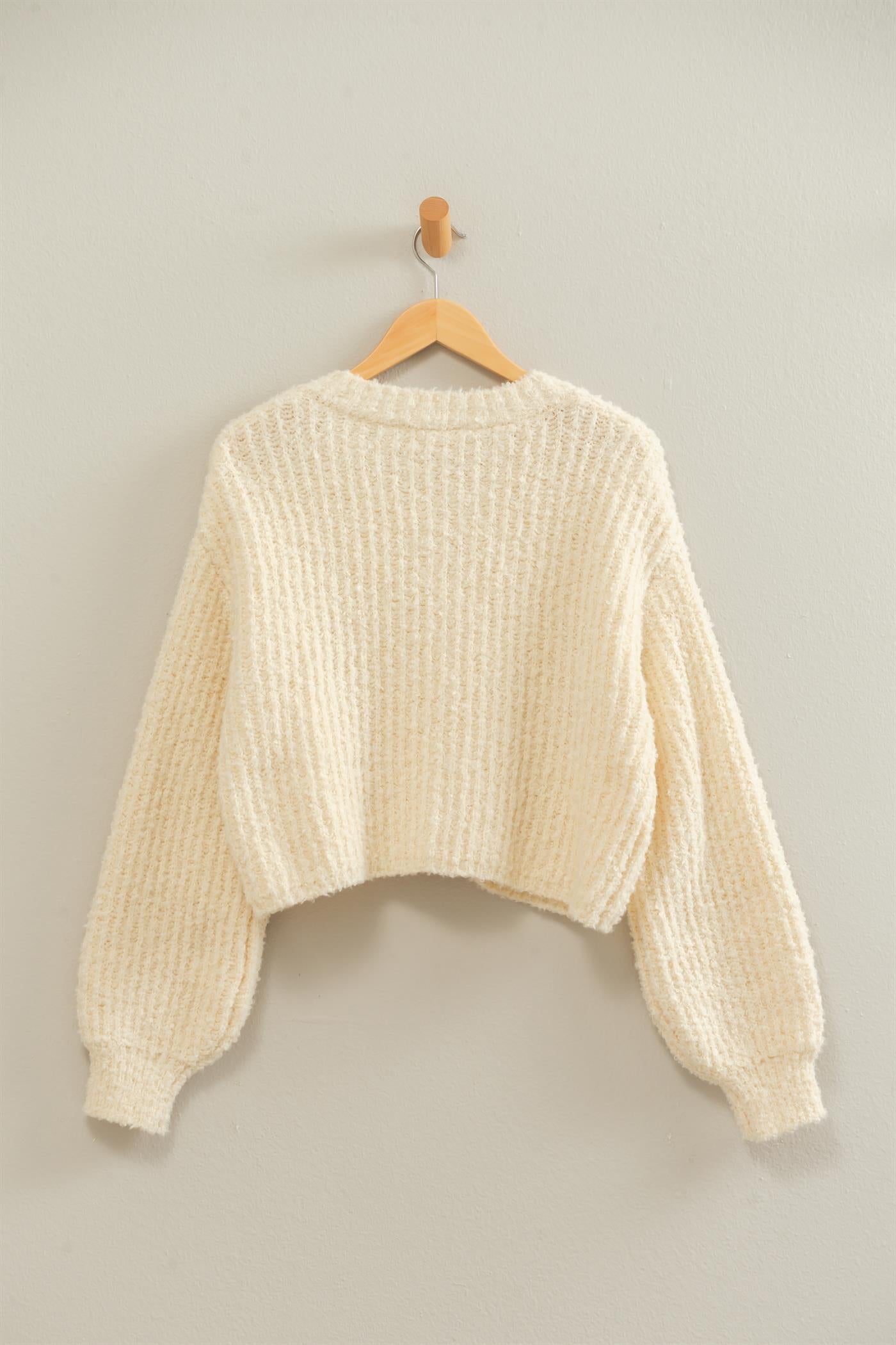 Wholesale Boucle Knit Button Front Cardigan Cardigans DZ26E270 CREAM DOUBLE ZERO