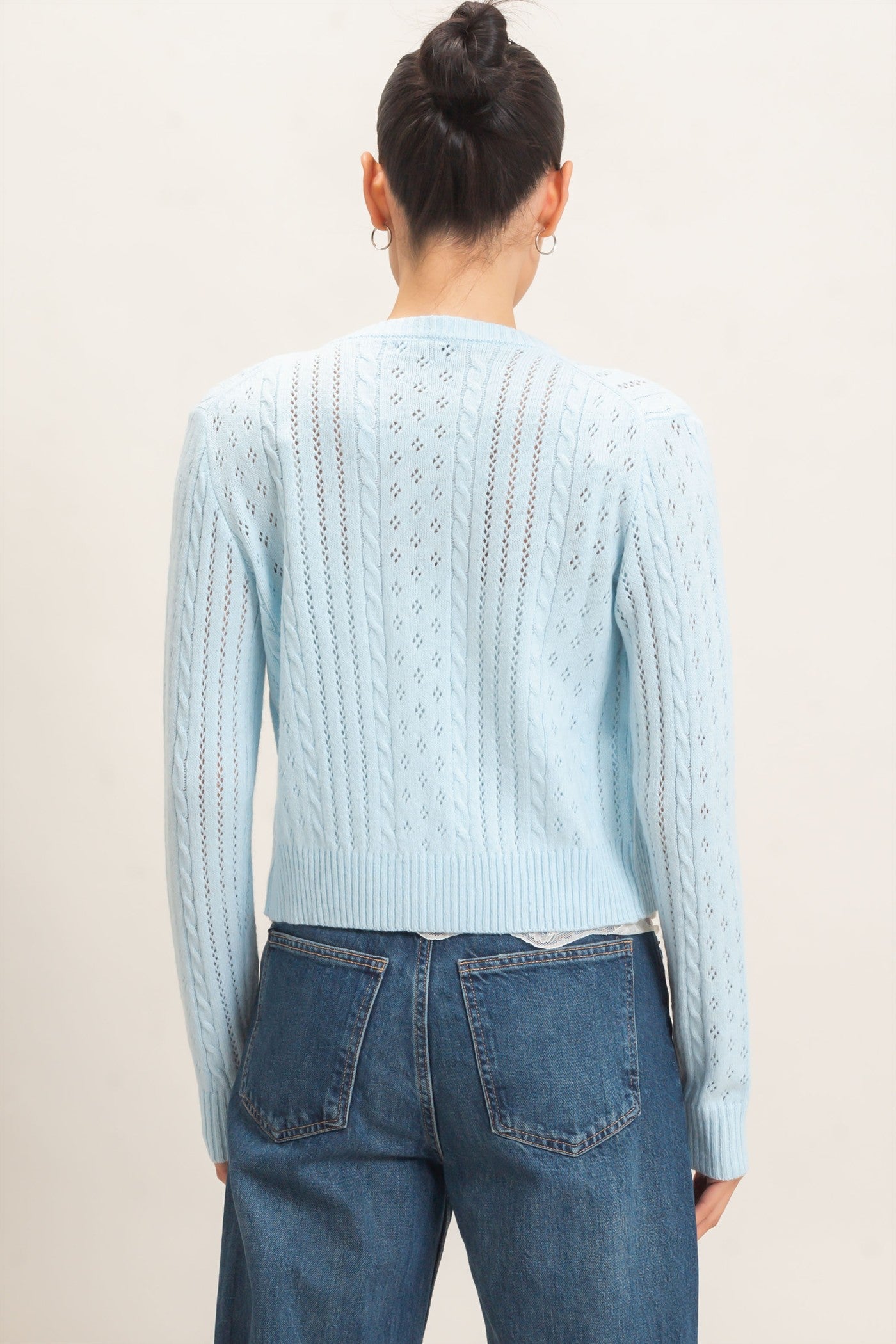 Wholesale Cable Knit Cardigan Cardigans HF26E150 BLUE HYFVE