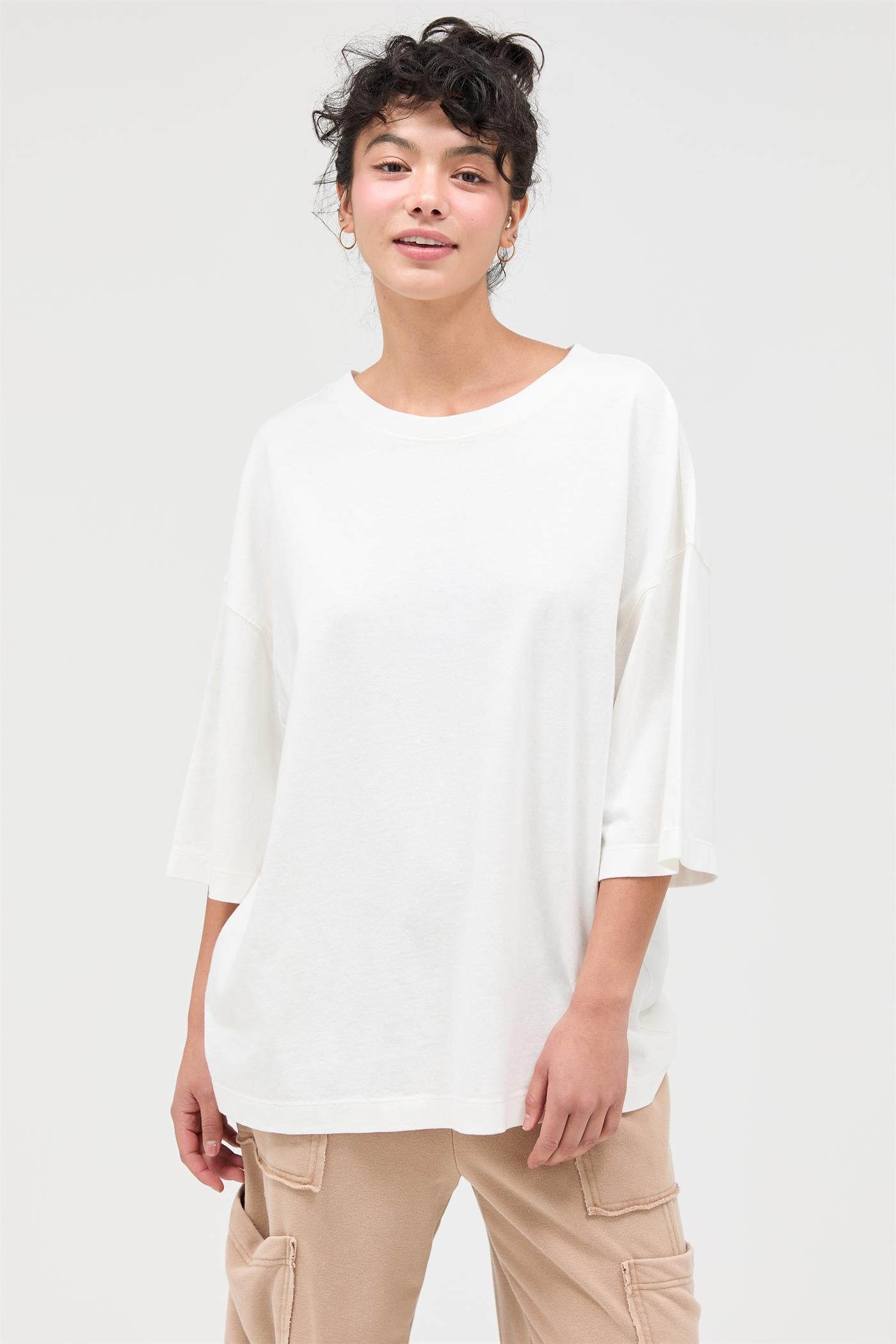 Wholesale Pigment Dye Oversized Half-Sleeve T-Shirt Clothing Tops DZ26A459 OFF WHITE DOUBLE ZERO
