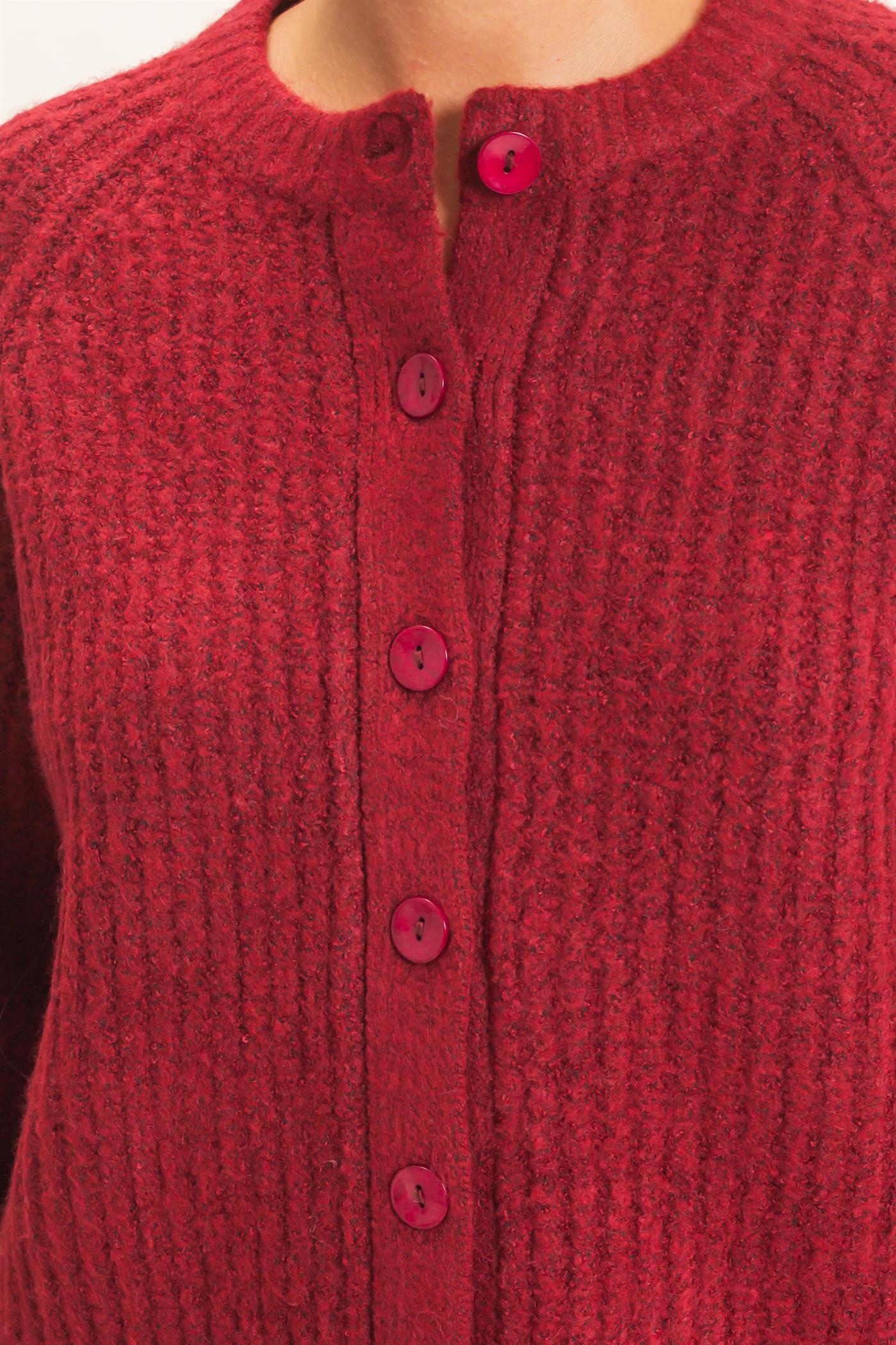 Wholesale Ribbed Button Front Cardigan Cardigans DZ26E109 BURGUNDY DOUBLE ZERO